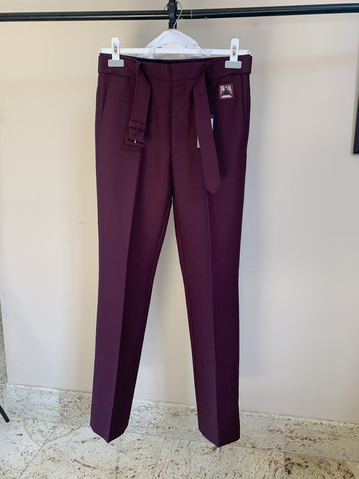 Prada Summer Kid Mohair Logo Pants in Granato Size US 30 / EU 46 - 1 Thumbnail