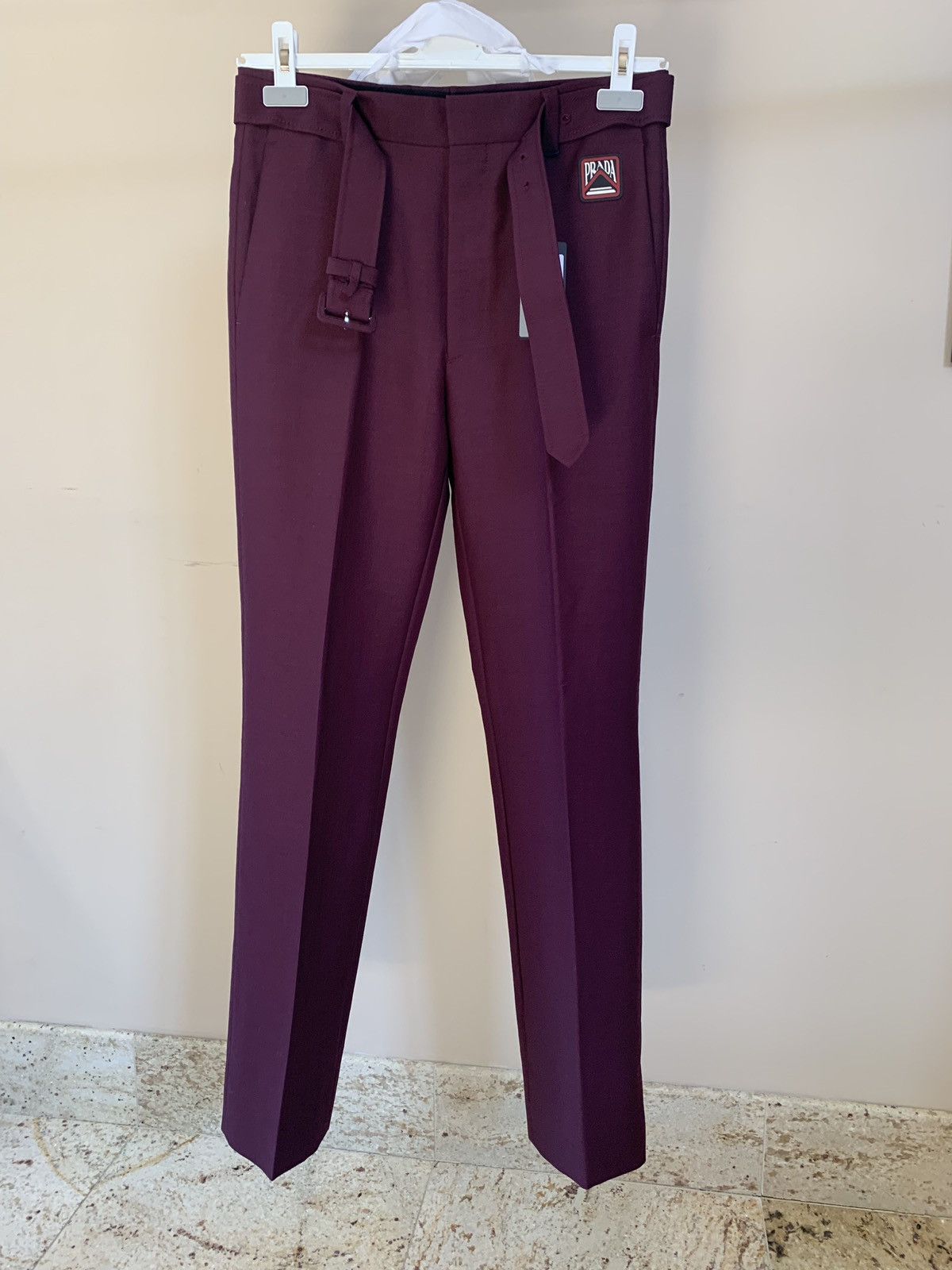 Prada Summer Kid Mohair Logo Pants in Granato Size US 30 / EU 46 - 2 Thumbnail
