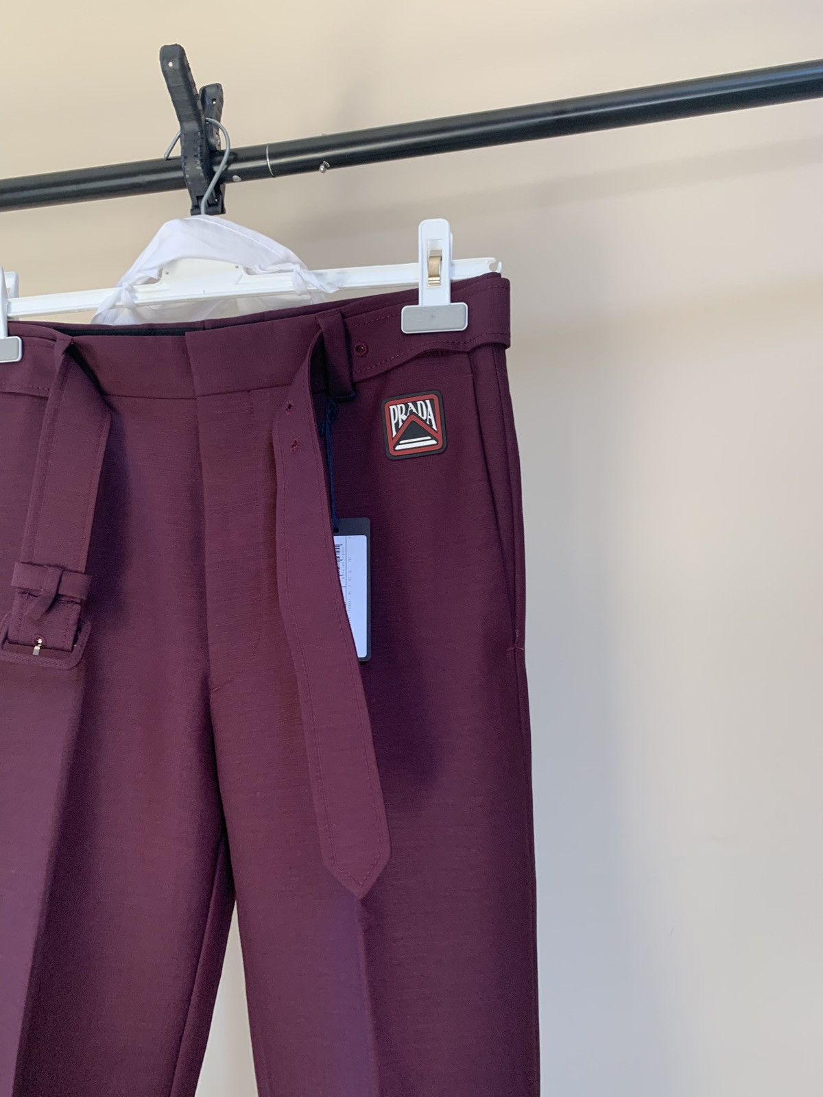 Prada Summer Kid Mohair Logo Pants in Granato Size US 30 / EU 46 - 8 Thumbnail
