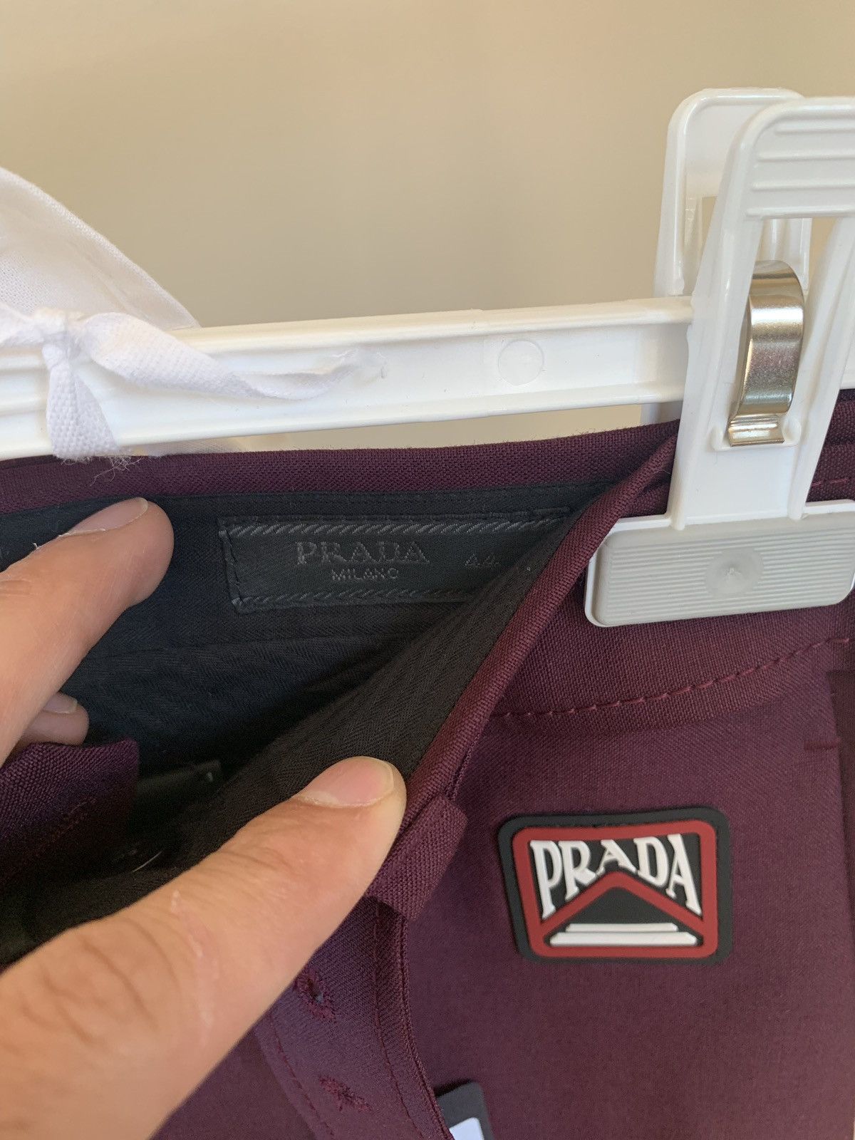 Prada Summer Kid Mohair Logo Pants in Granato Size US 30 / EU 46 - 11 Thumbnail