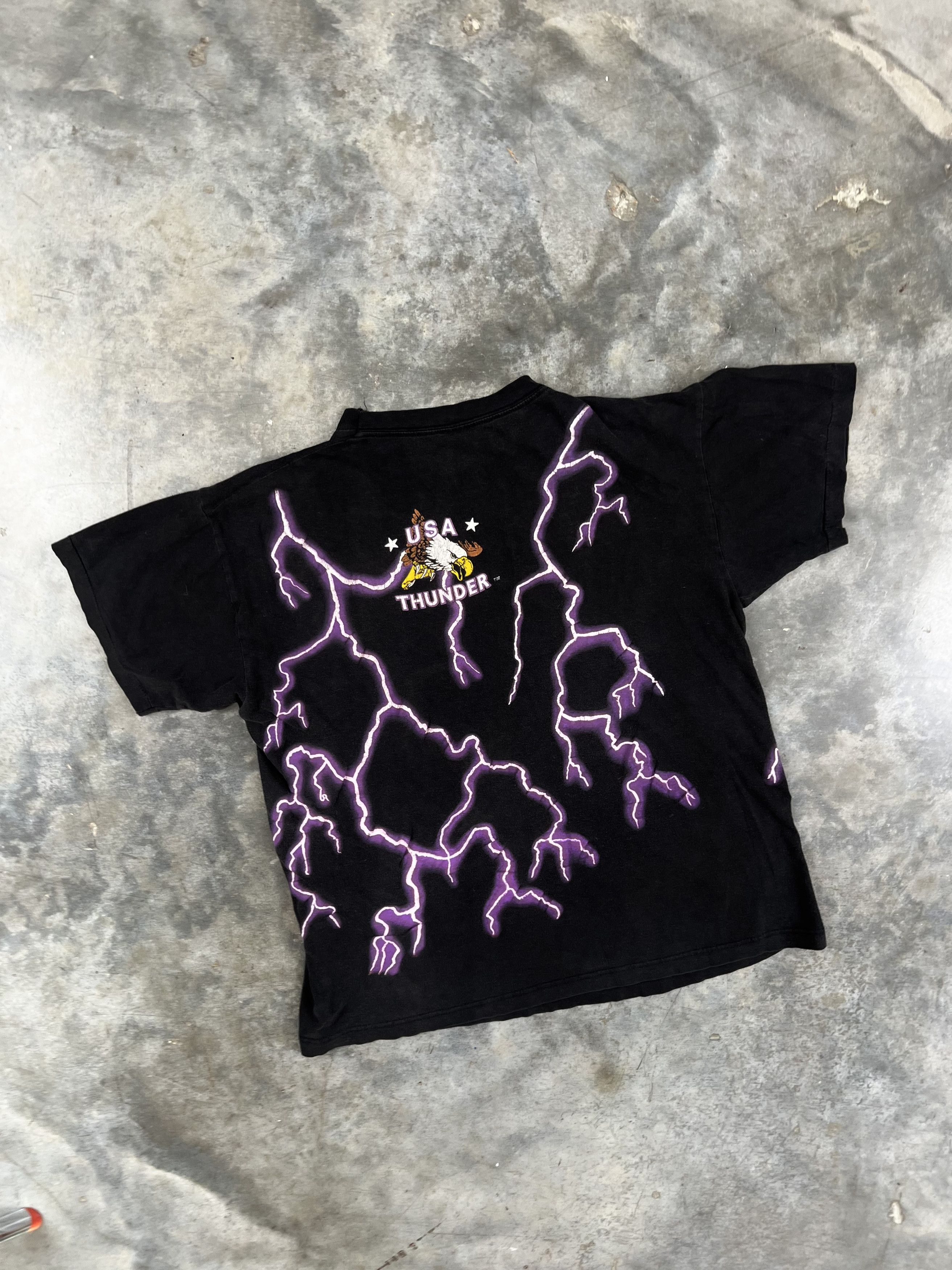 Vintage Vintage 90s American Thunder Black Lightning Tee Black XL Size US XL / EU 56 / 4 - 4 Thumbnail