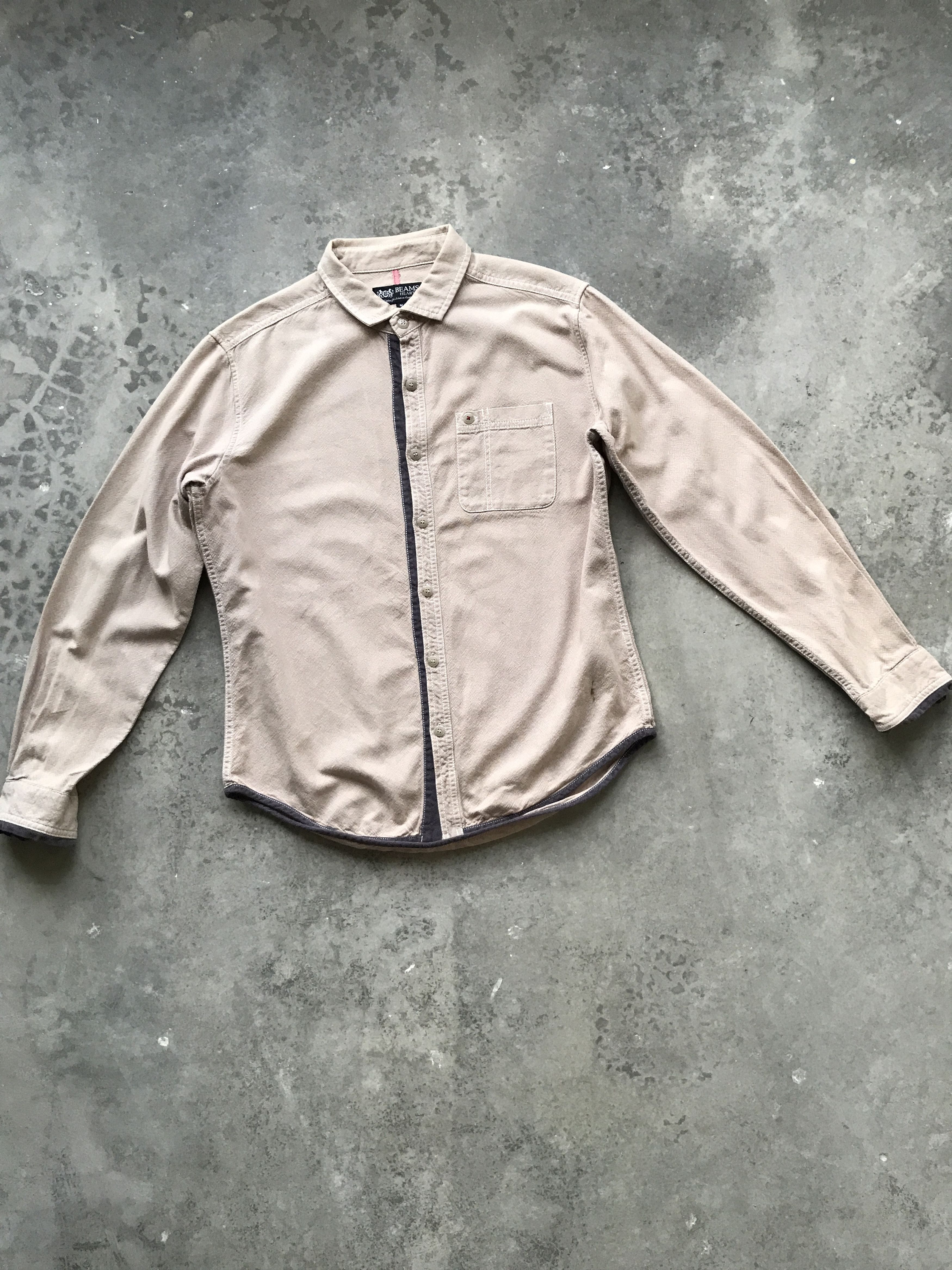Beams Plus × Japanese Brand BUS2 - BEAMS Tan Long Sleeve Button Up Shirt Size US M / EU 48-50 / 2 - 3 Thumbnail