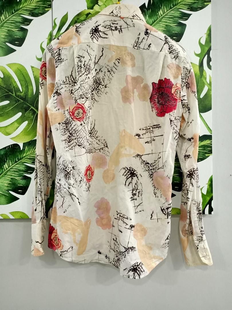 Hugo Boss Rare Vintage Hugo Boss Monroe Map Print Orange Shirt Size US S / EU 44-46 / 1 - 3 Thumbnail