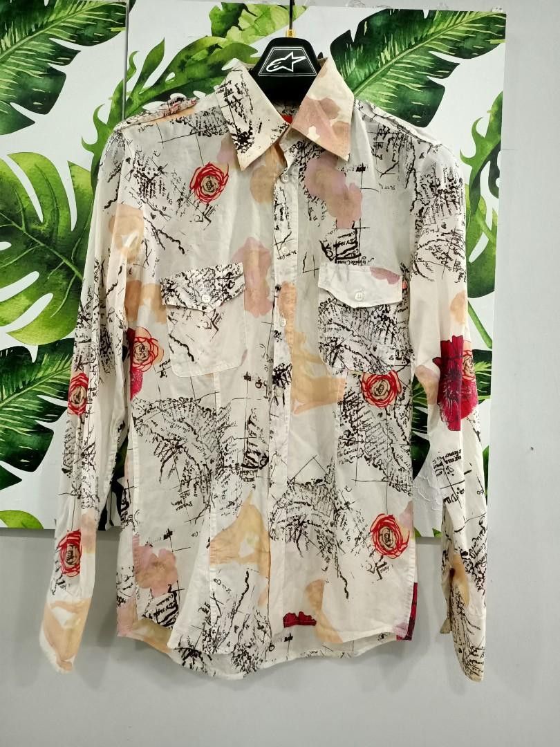 Hugo Boss Rare Vintage Hugo Boss Monroe Map Print Orange Shirt Size US S / EU 44-46 / 1 - 1 Thumbnail
