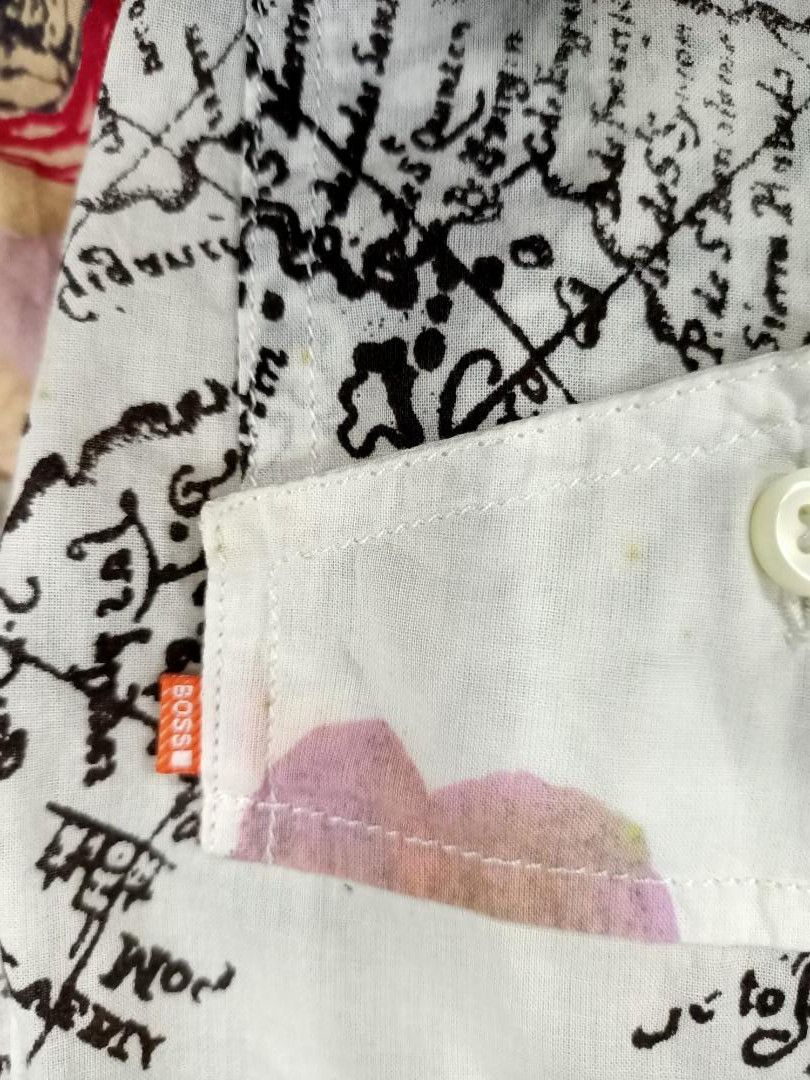 Hugo Boss Rare Vintage Hugo Boss Monroe Map Print Orange Shirt Size US S / EU 44-46 / 1 - 9 Thumbnail