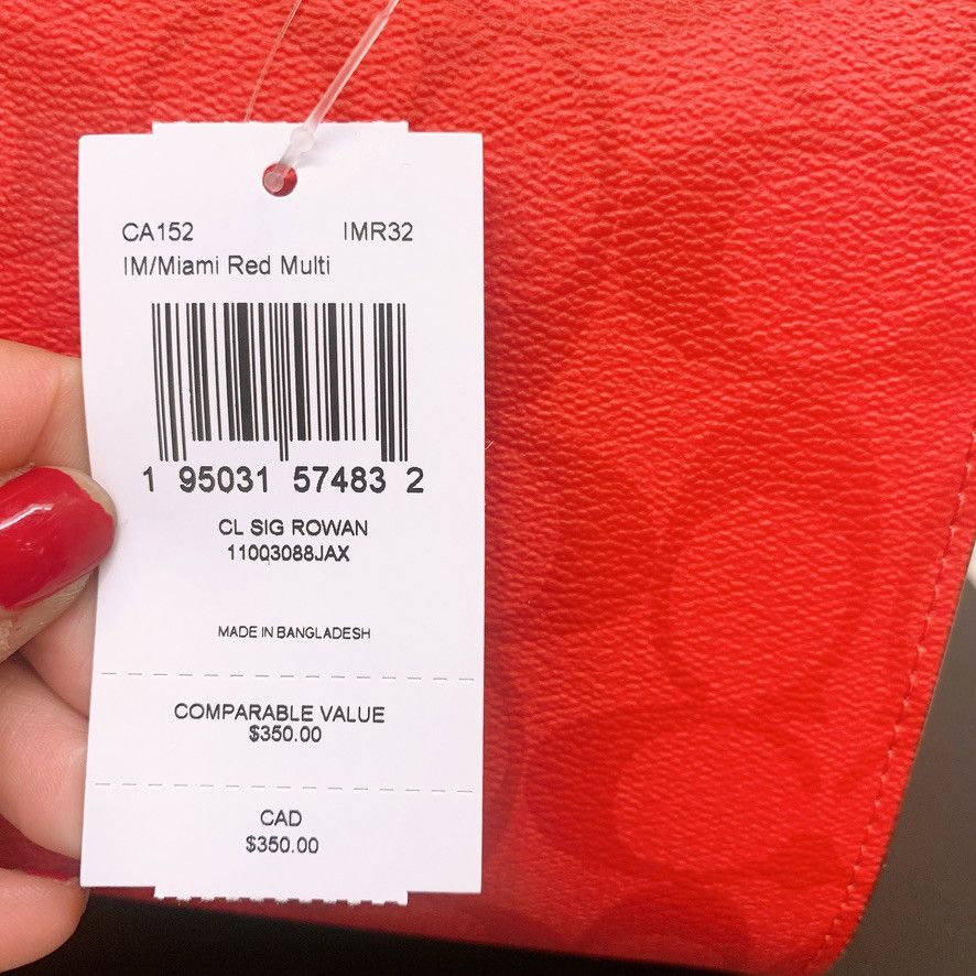 Coach CA152 Rowan Satchel In Blocked Signature Canvas In factory IM/Miami Red Multi