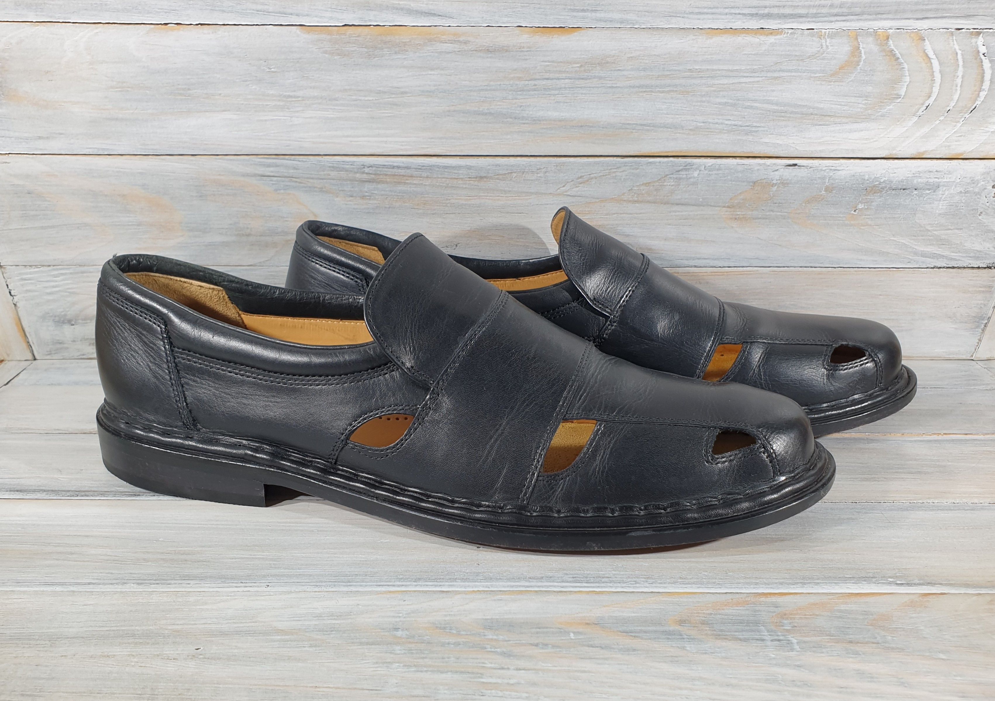Handmade × Leather MANZ Handmade Mens Leather Summer Casual Shoes Black Size US 11 / EU 44 - 1 Thumbnail