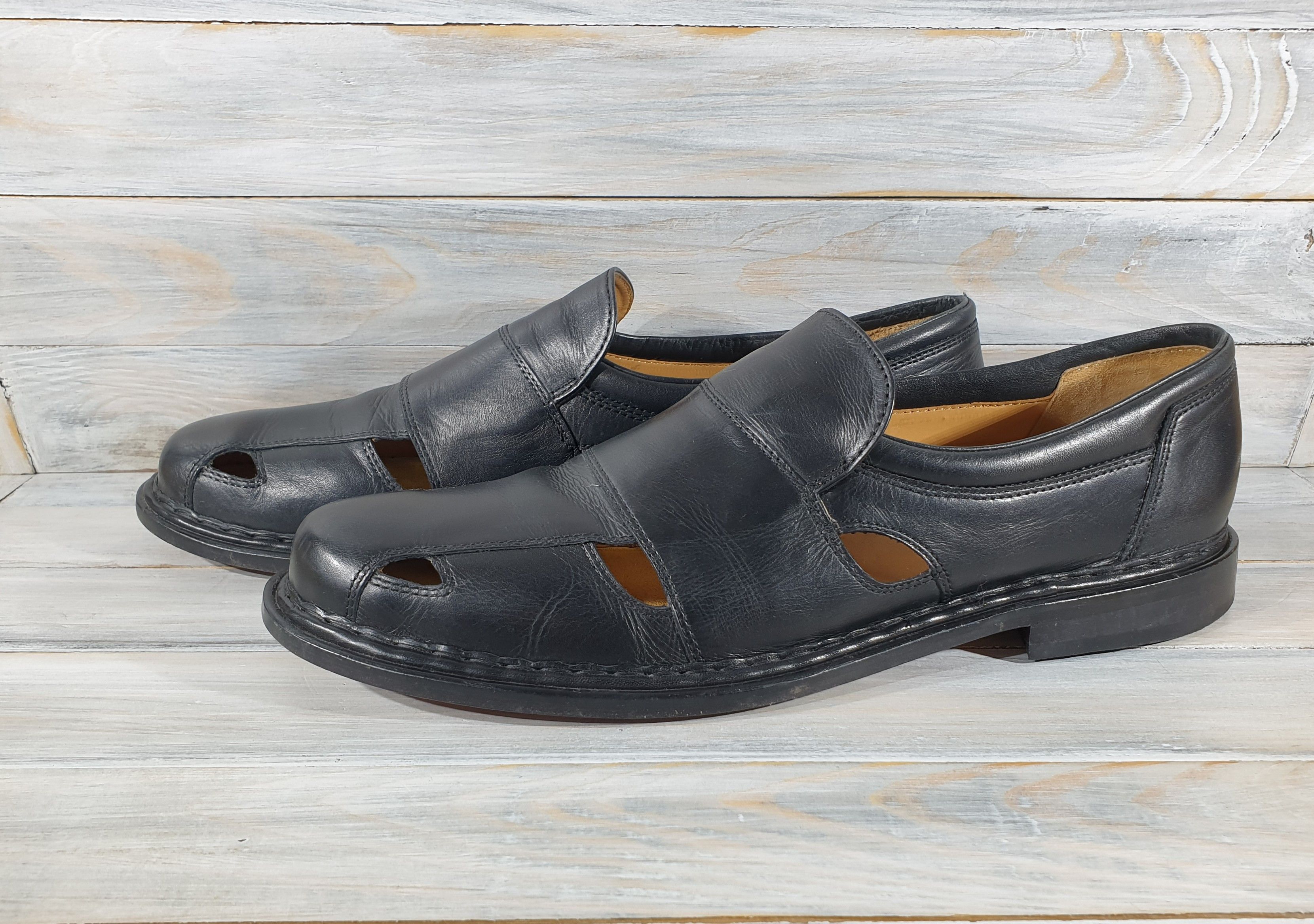 Handmade × Leather MANZ Handmade Mens Leather Summer Casual Shoes Black Size US 11 / EU 44 - 5 Thumbnail