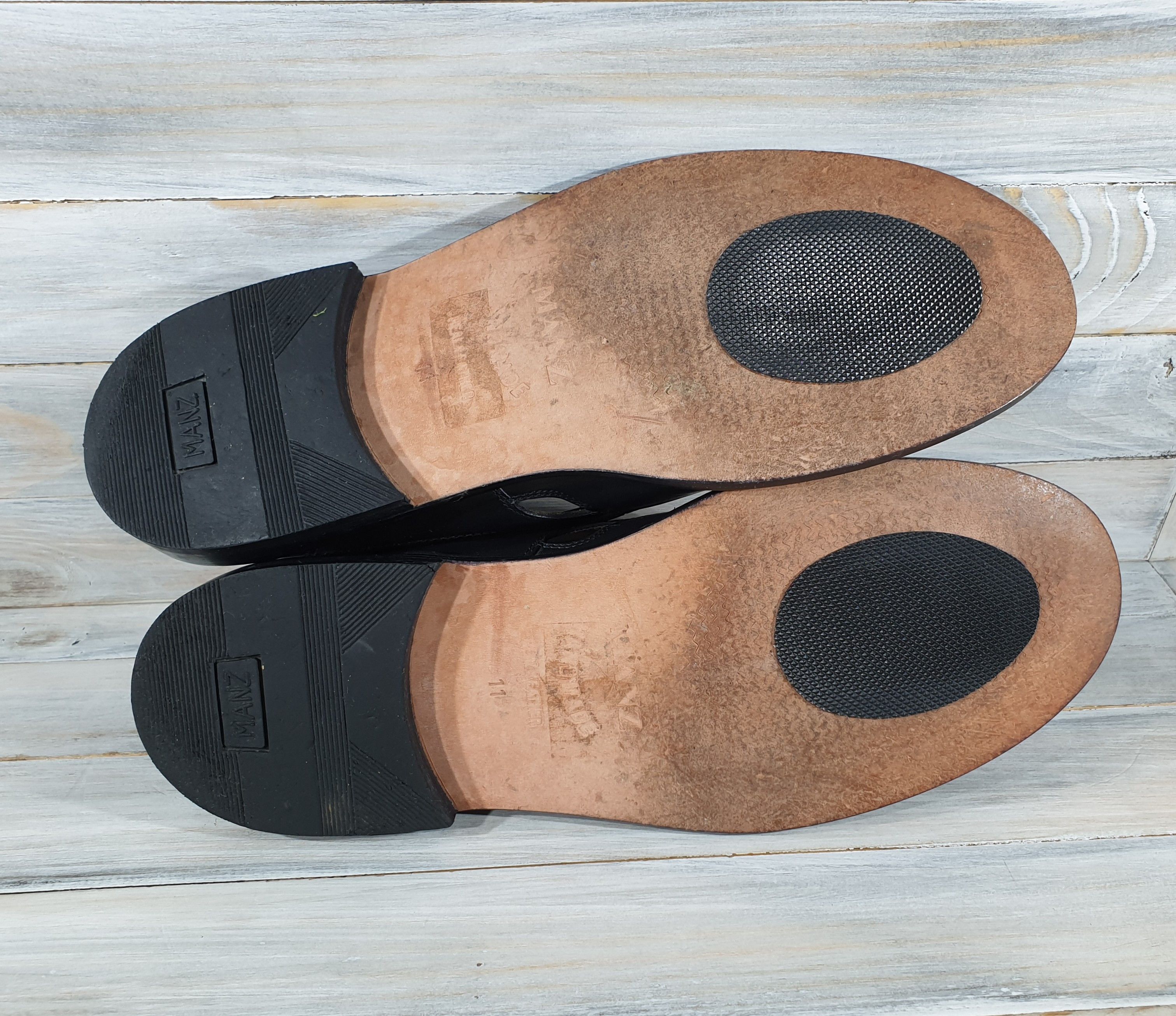 Handmade × Leather MANZ Handmade Mens Leather Summer Casual Shoes Black Size US 11 / EU 44 - 8 Thumbnail