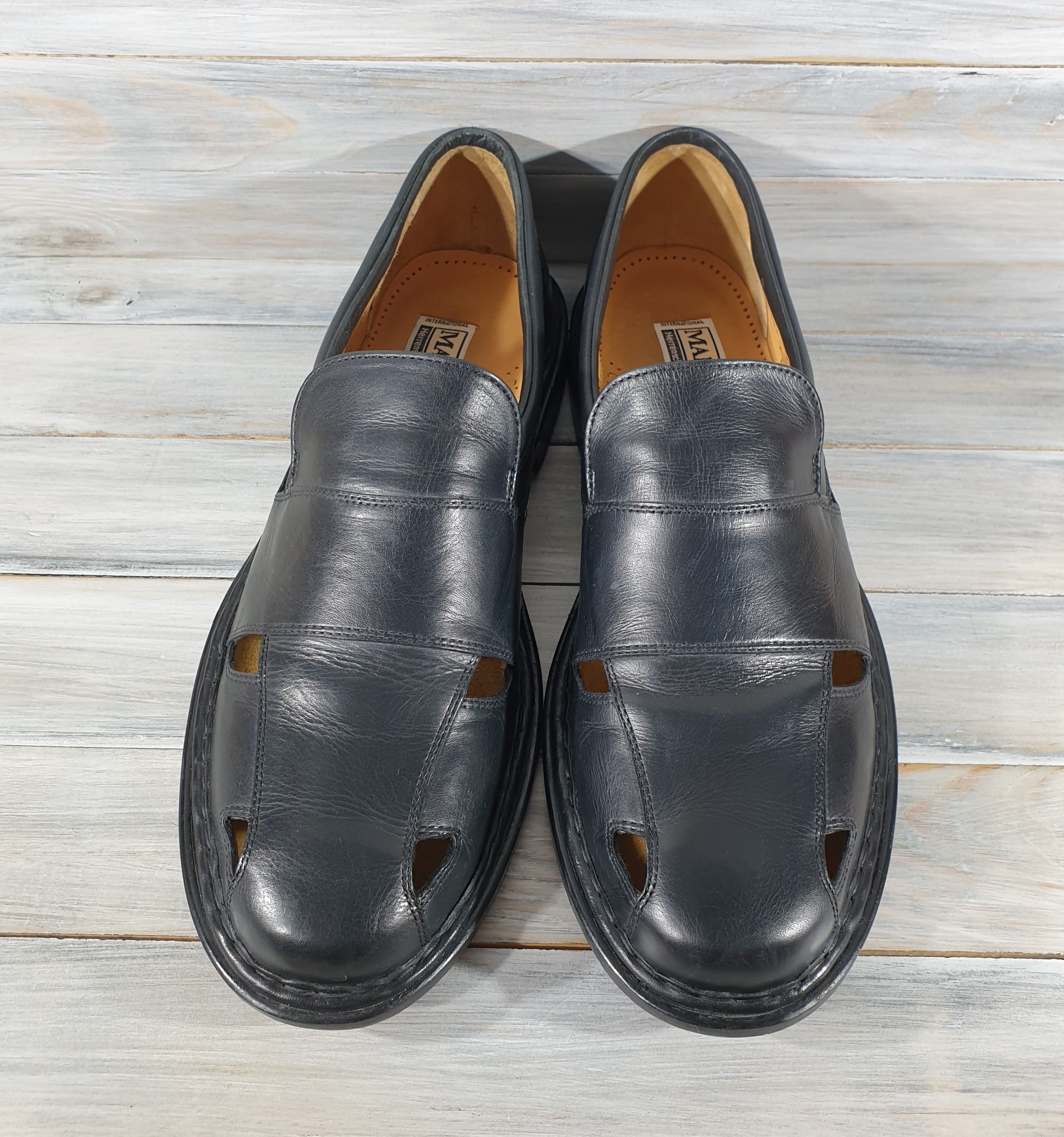 Handmade × Leather MANZ Handmade Mens Leather Summer Casual Shoes Black Size US 11 / EU 44 - 3 Thumbnail