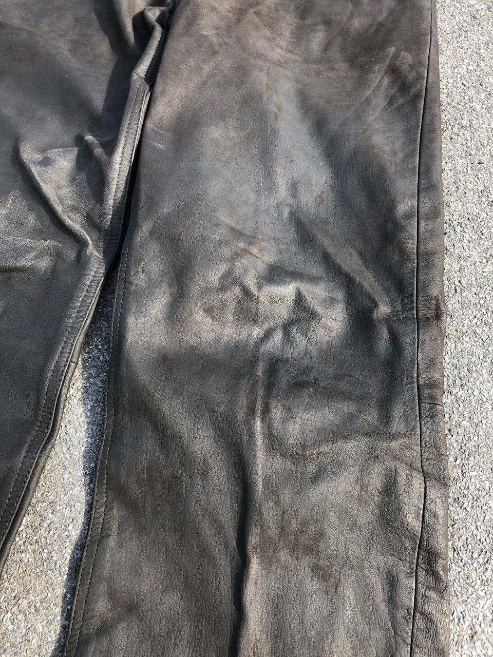 Leather Vintage Brown leather pants punk rock rare 90s biker Size US 33 - 4 Thumbnail