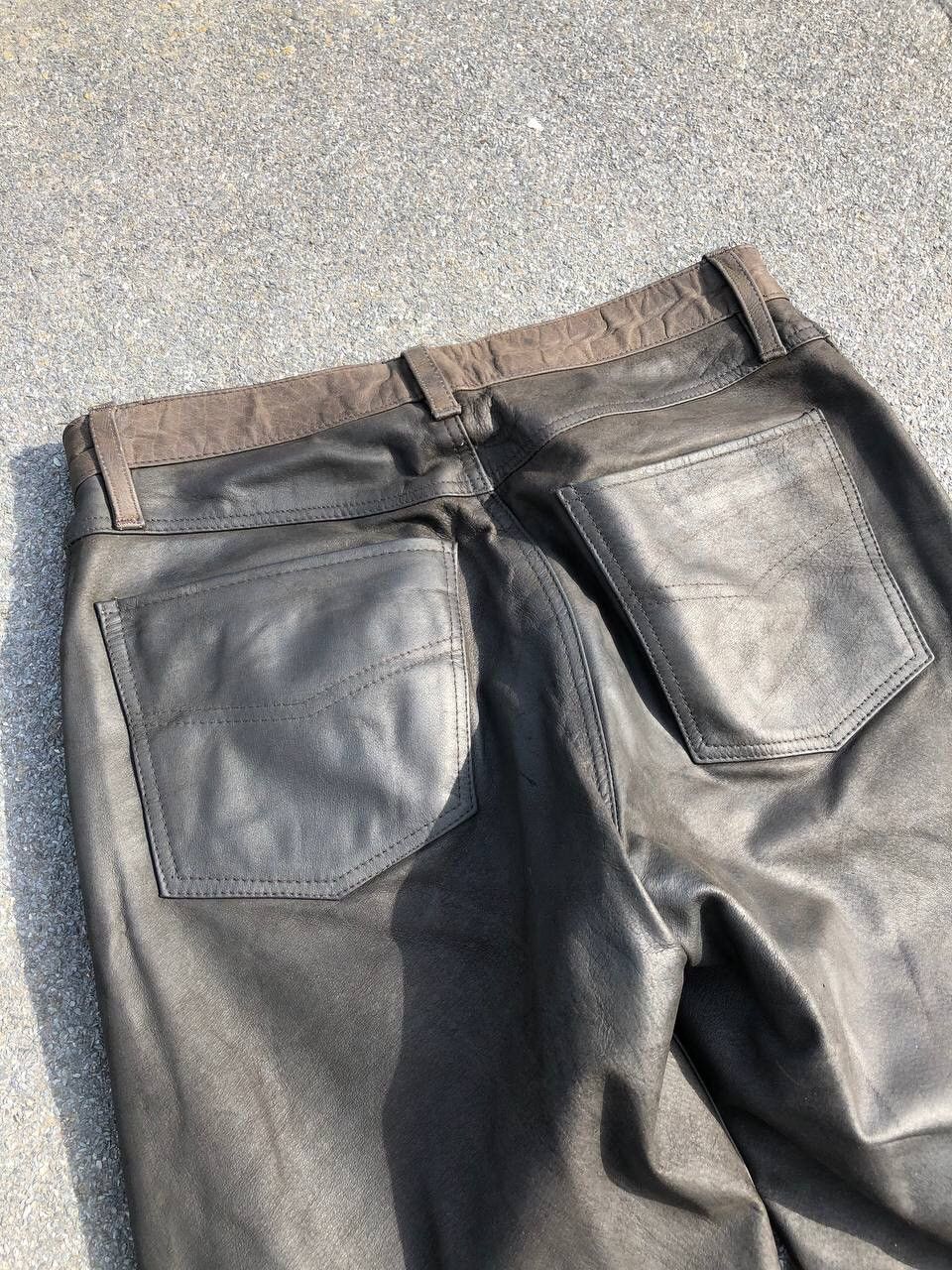 Leather Vintage Brown leather pants punk rock rare 90s biker Size US 33 - 10 Thumbnail