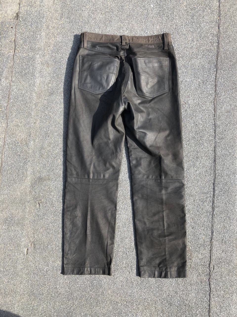Leather Vintage Brown leather pants punk rock rare 90s biker Size US 33 - 8 Thumbnail