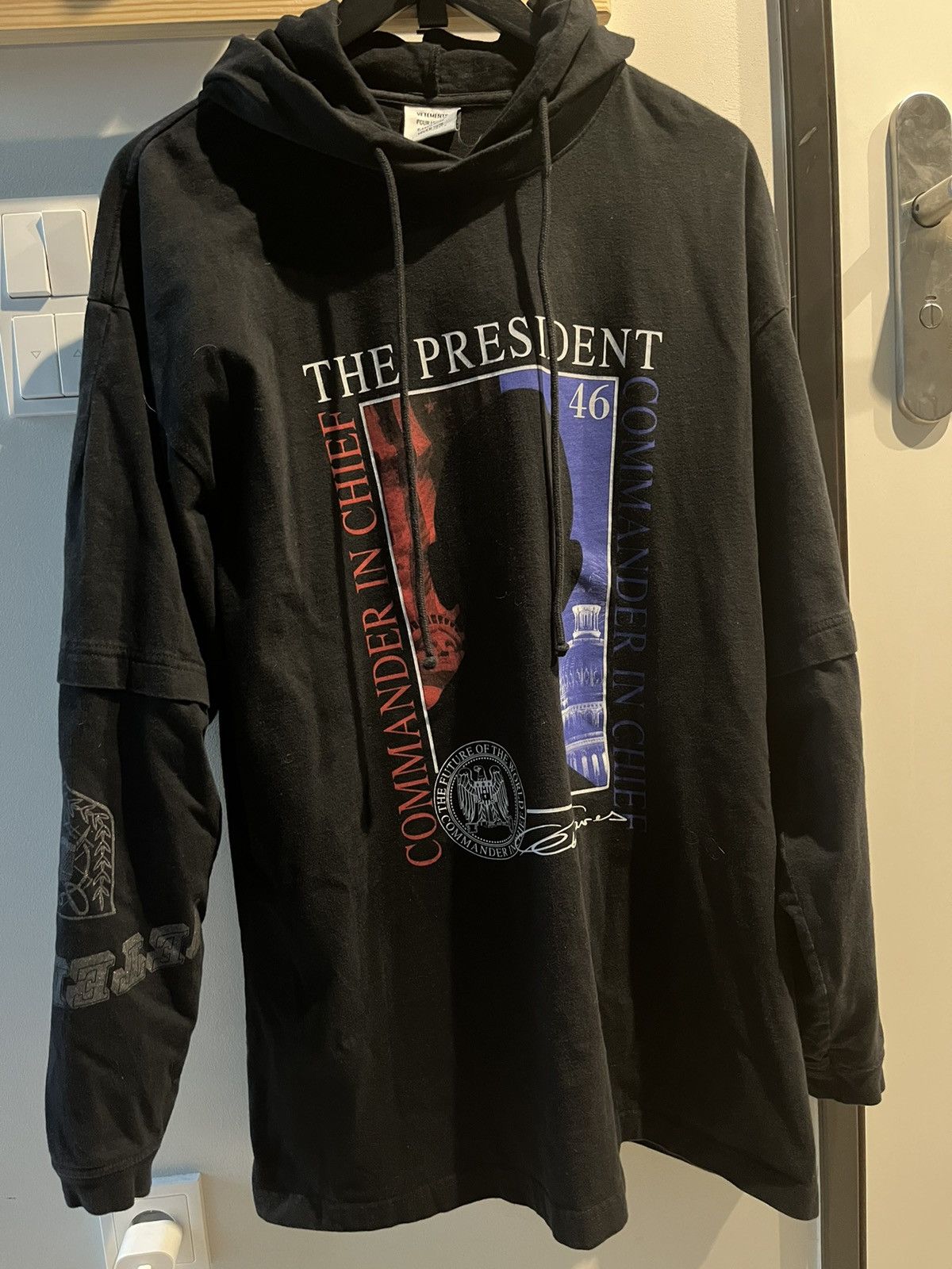 Vetements Thin and masked Vetements president hoodie oversized S | Grailed