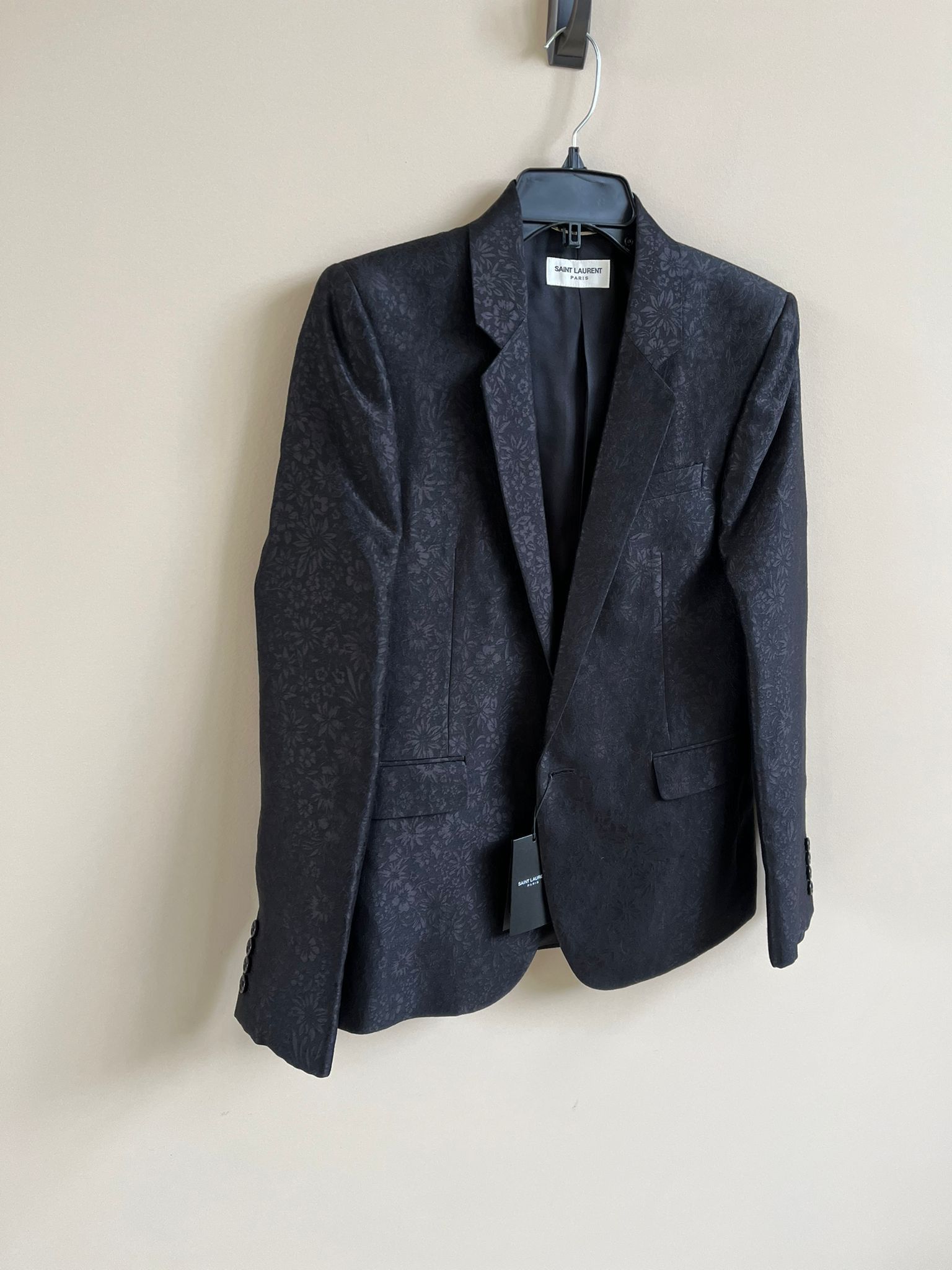 Saint Laurent Paris Floral Blazer in Black Size US S / EU 44-46 / 1 - 4 Thumbnail