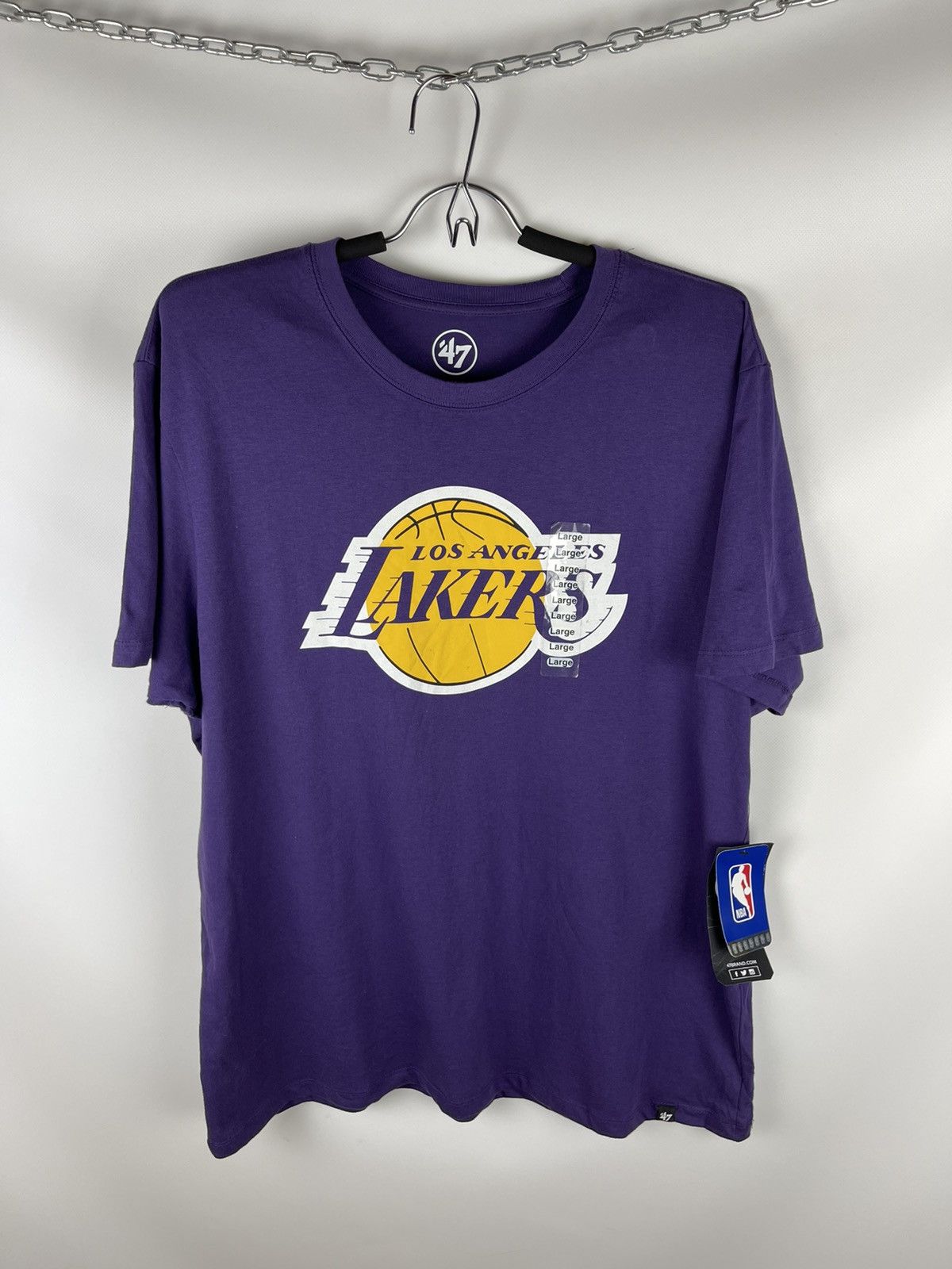 新品NBA VINTAGE BIG LOGO CREW LAKERS Mサイズ mens-black-los-angeles-lakers-