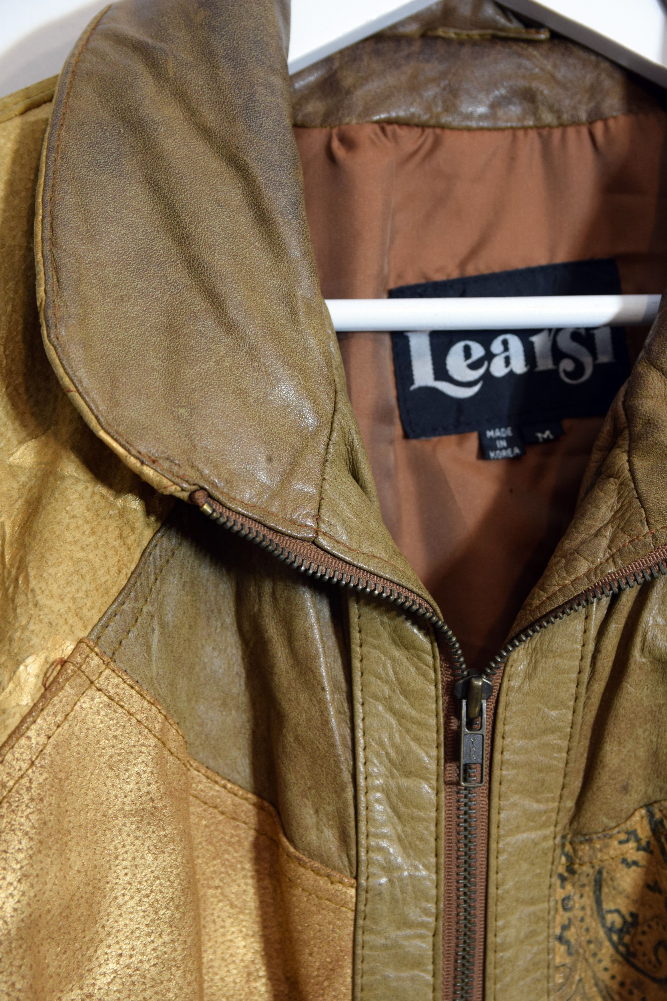 Vintage 90s vintage leather learsi ornament italian jacket real L Size US L / EU 52-54 / 3 - 4 Thumbnail