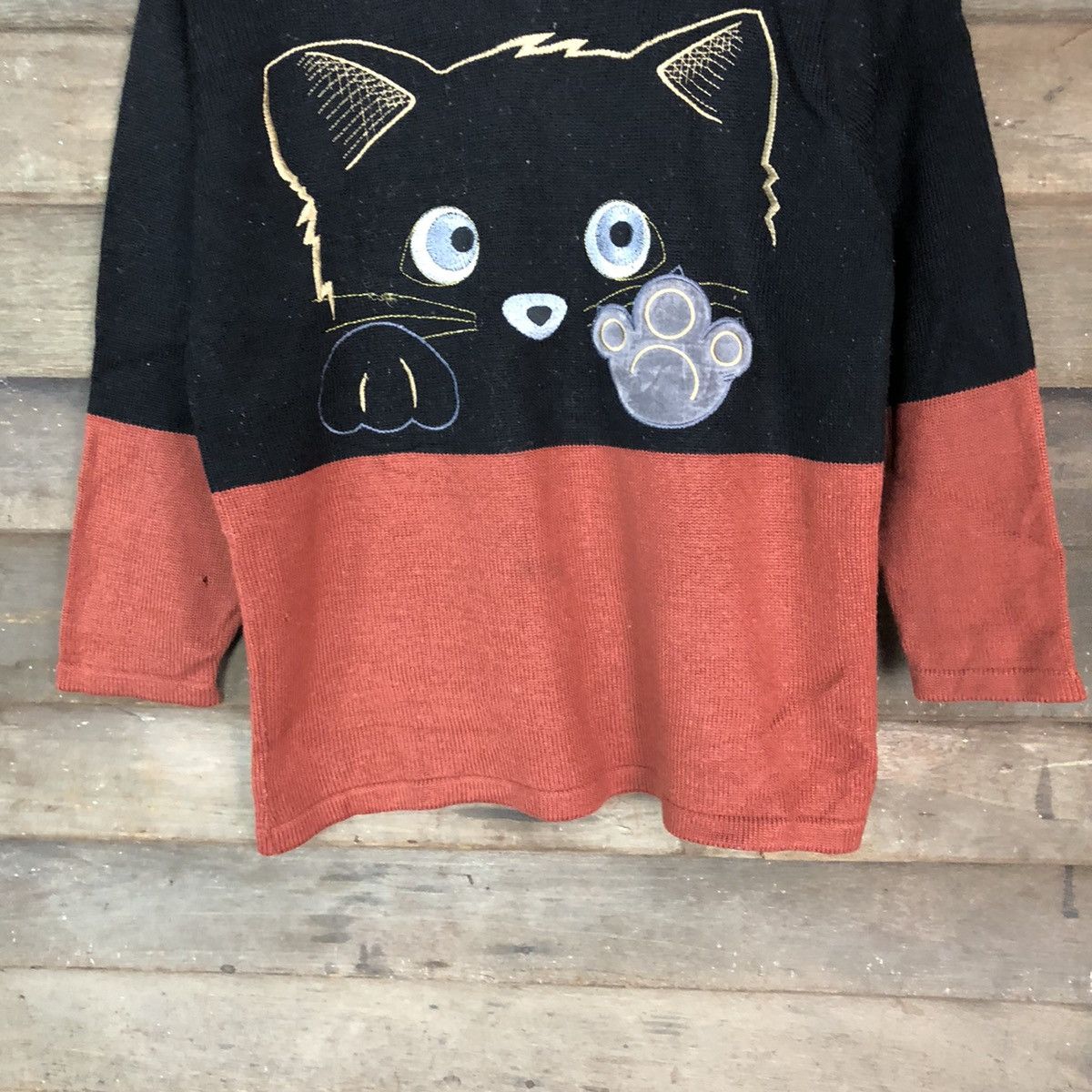 Japanese Brand Rogx cat Logo Black Knitwear #6829 Size M / US 6-8 / IT 42-44 - 3 Thumbnail