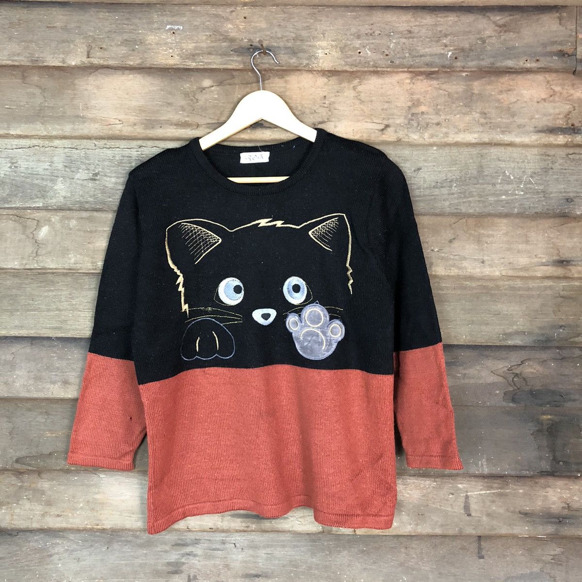 Japanese Brand Rogx cat Logo Black Knitwear #6829 Size M / US 6-8 / IT 42-44 - 1 Thumbnail