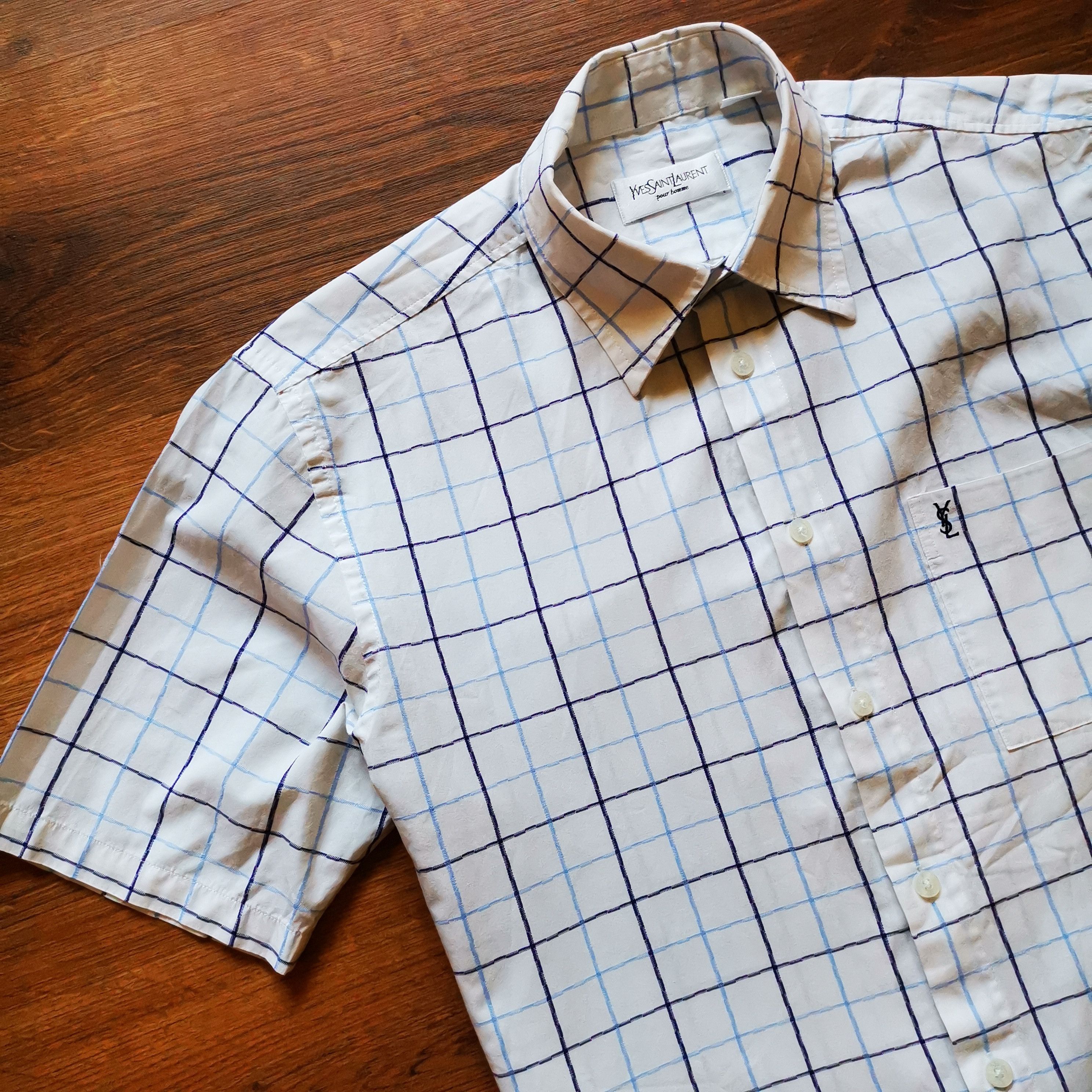 Vintage Yves Saint Laurent short sleeve check shirt Size US M / EU 48-50 / 2 - 2 Thumbnail
