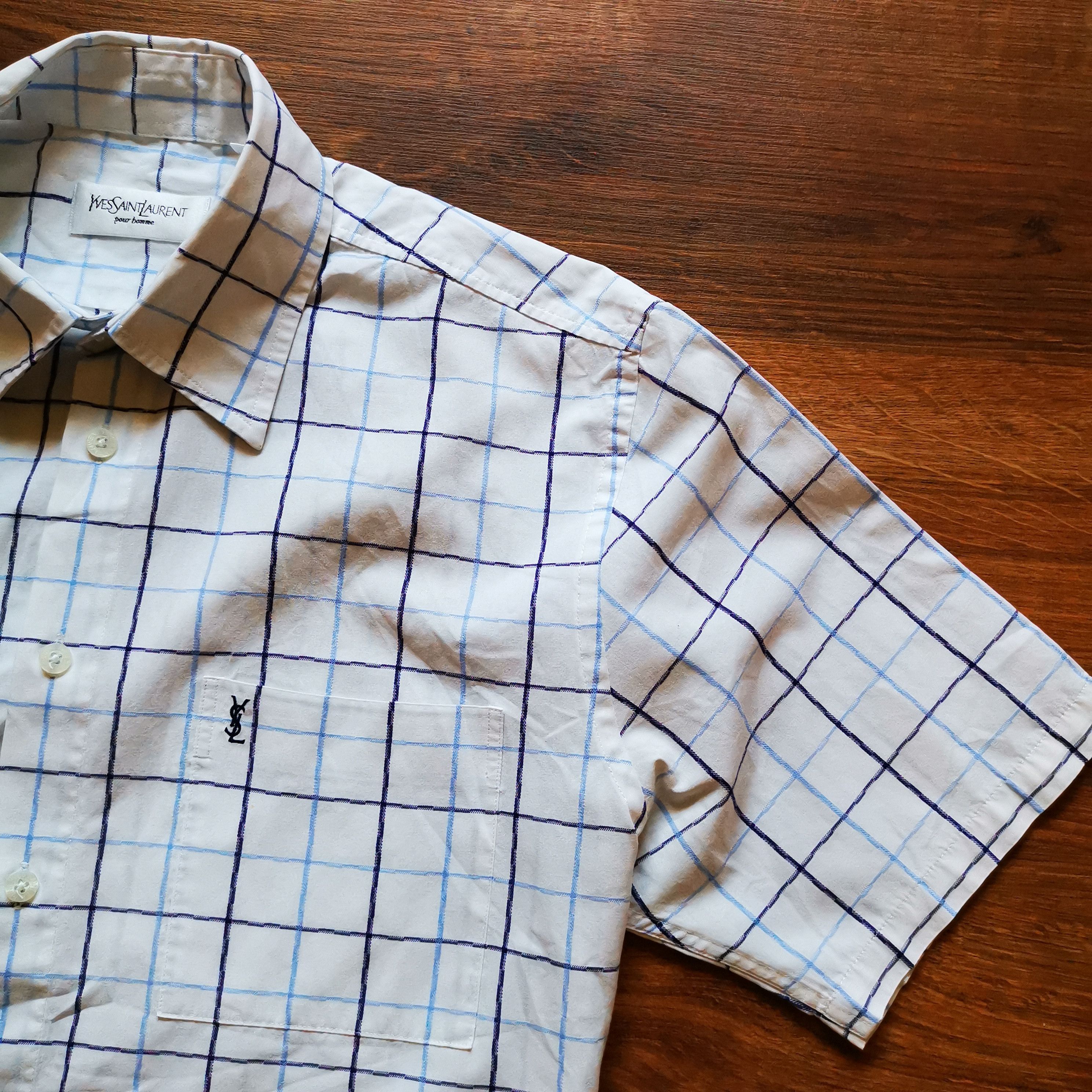 Vintage Yves Saint Laurent short sleeve check shirt Size US M / EU 48-50 / 2 - 3 Thumbnail