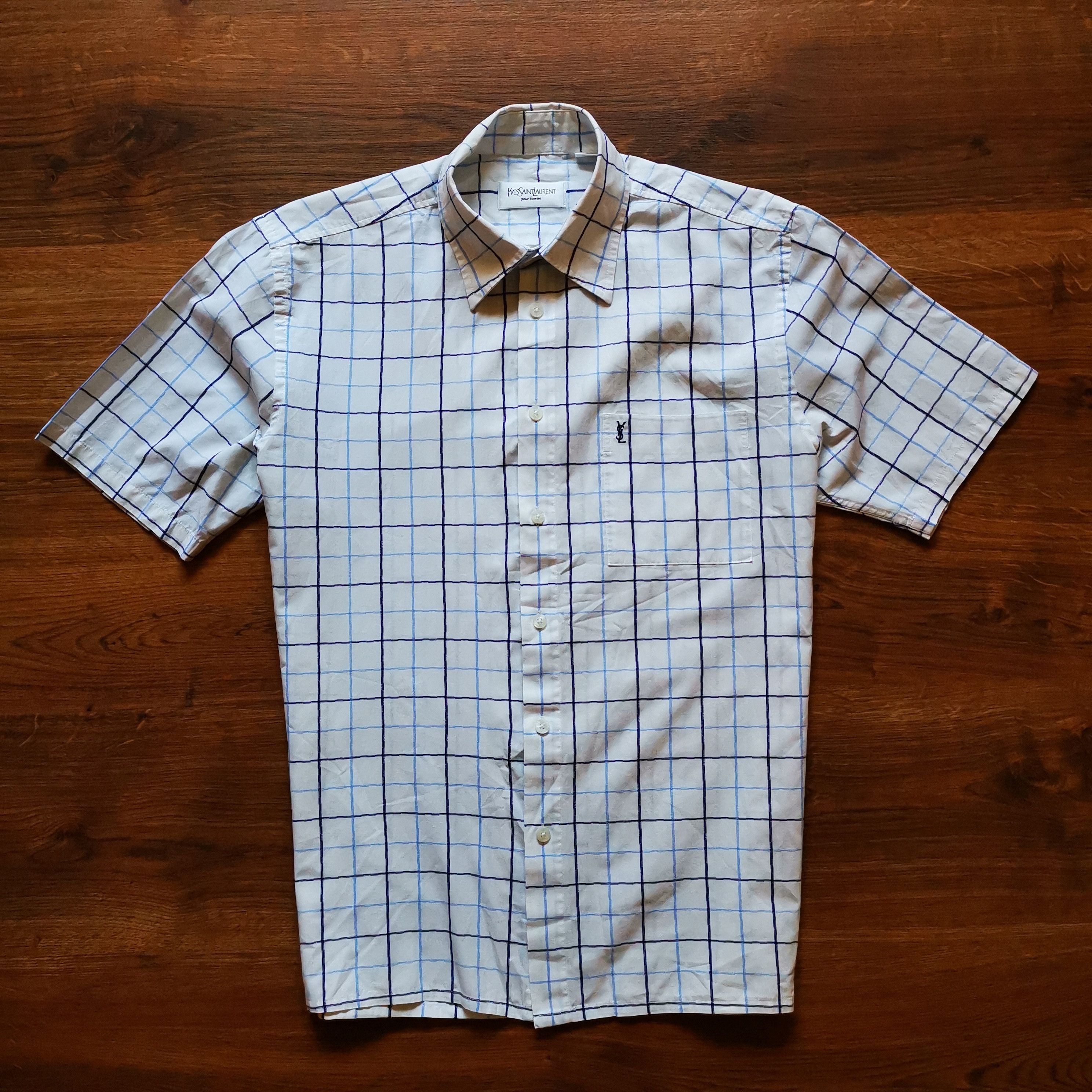 Vintage Yves Saint Laurent short sleeve check shirt Size US M / EU 48-50 / 2 - 1 Thumbnail