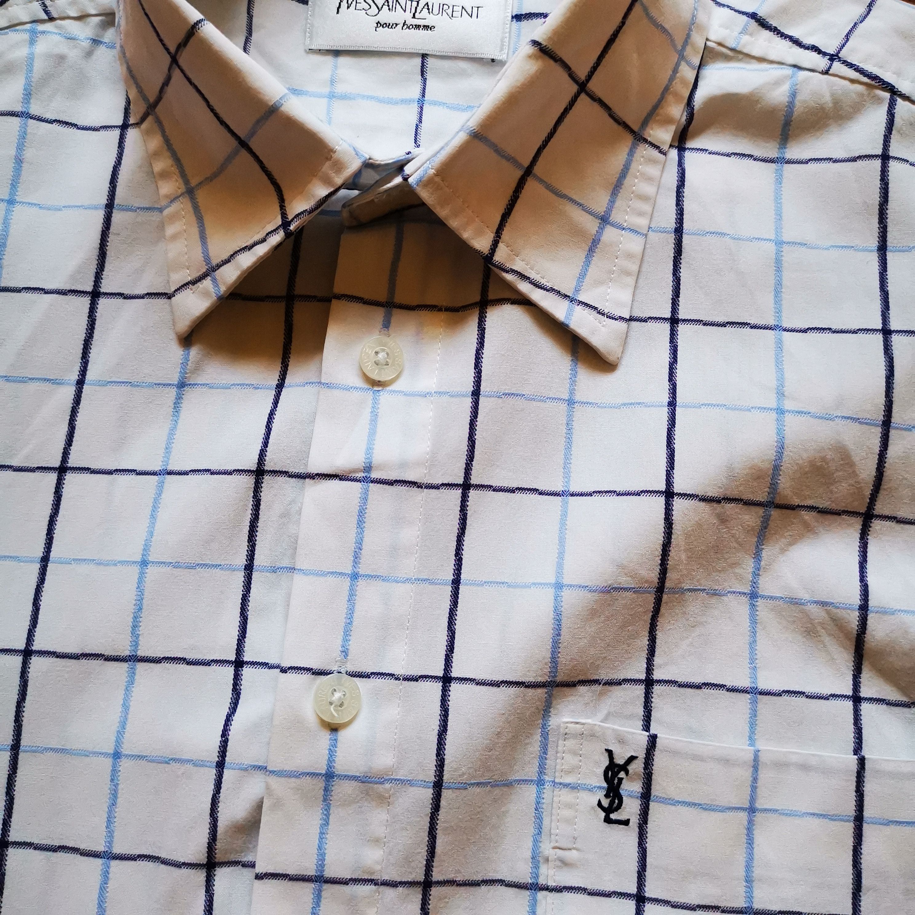 Vintage Yves Saint Laurent short sleeve check shirt Size US M / EU 48-50 / 2 - 4 Thumbnail