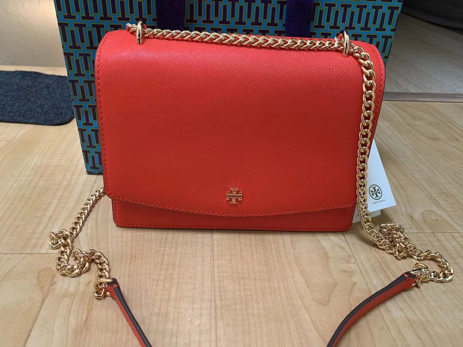 Tory Burch Tory Burch Emerson Flap Adjustable Red Leather Shoulder Bag