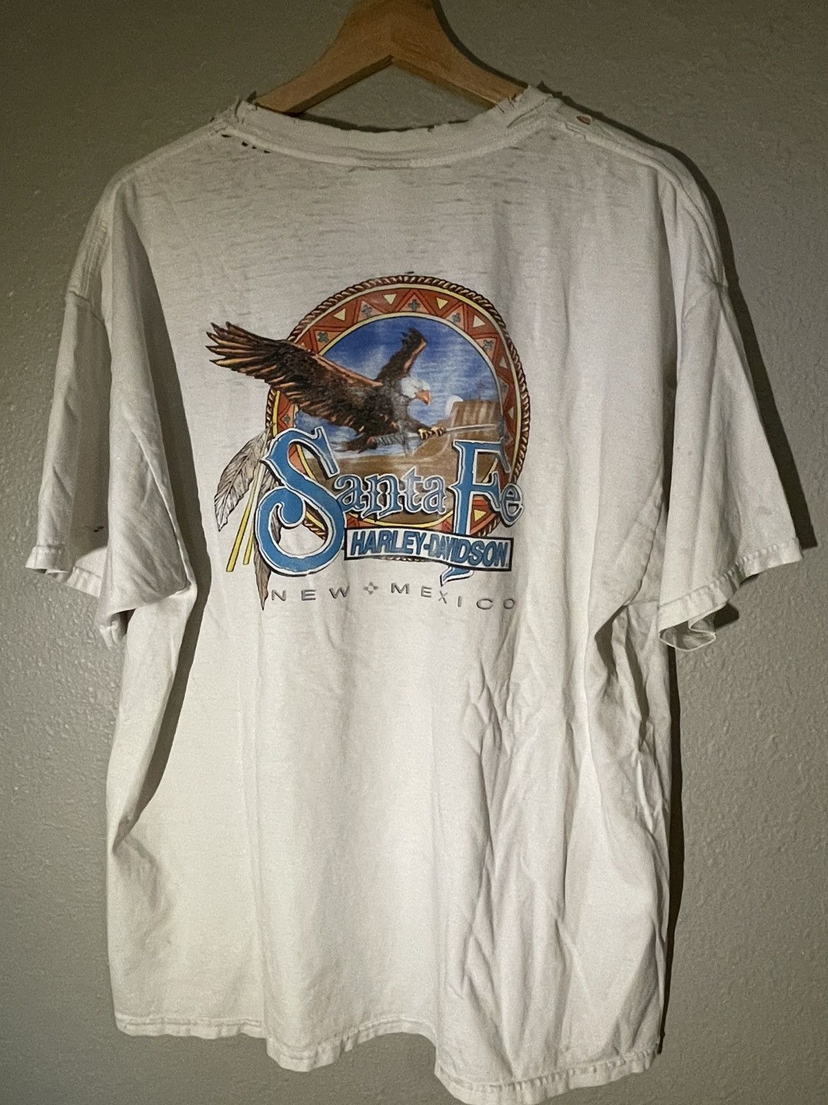 Harley Davidson Vintage 2002 Thrashed Santa Fe Harley Davidson tee Size US XL / EU 56 / 4 - 2 Thumbnail