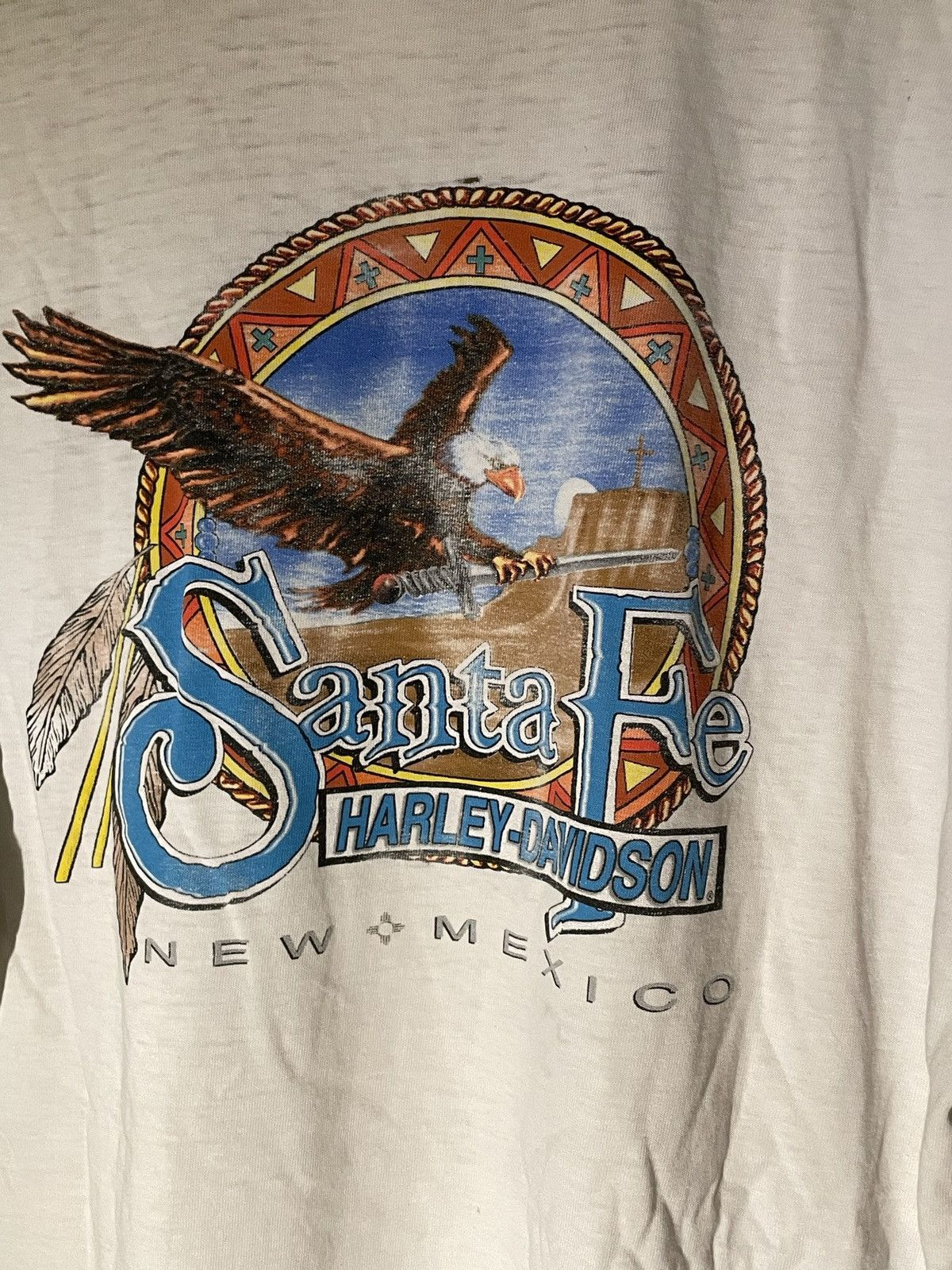 Harley Davidson Vintage 2002 Thrashed Santa Fe Harley Davidson tee Size US XL / EU 56 / 4 - 8 Thumbnail