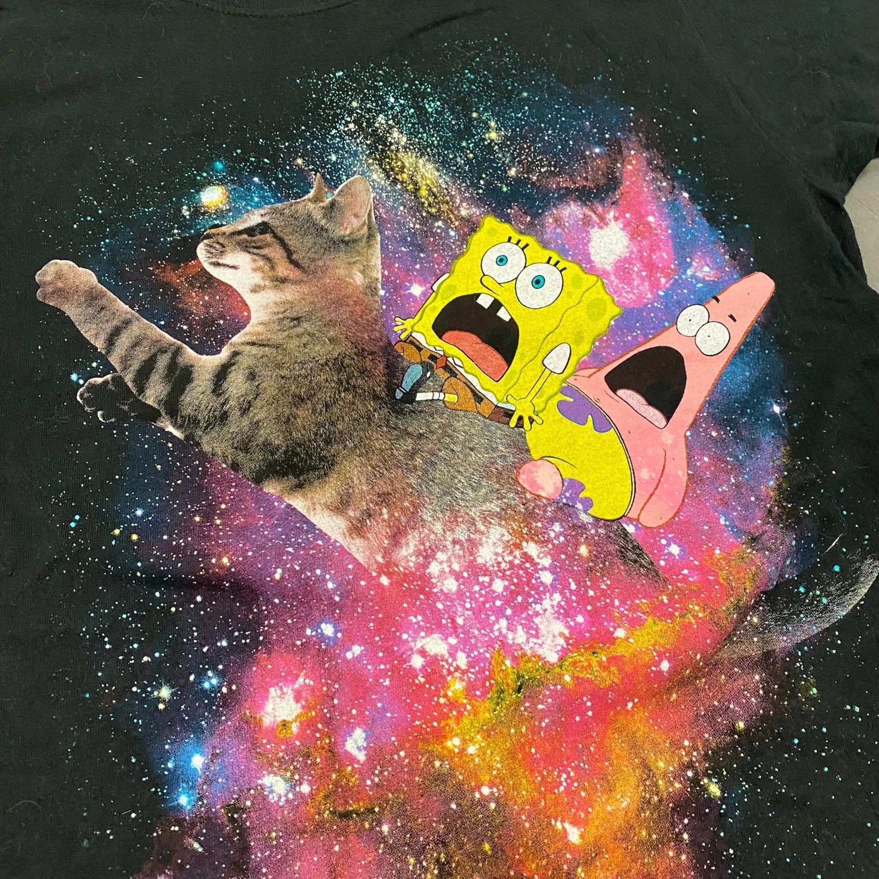 Nickelodeon Spongebob Patrick Space Cat Funny Meme T-Shirt Size US S / EU 44-46 / 1 - 2 Thumbnail