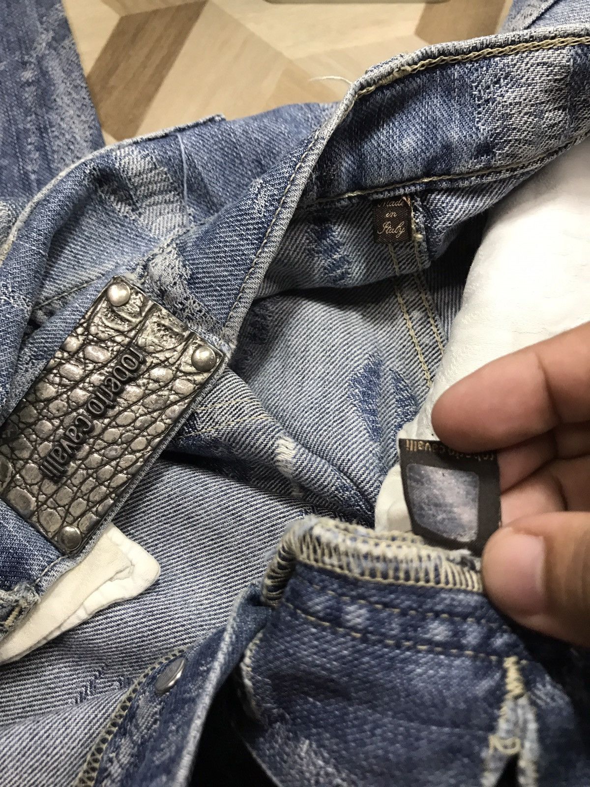 Just Cavalli × Roberto Cavalli Laser Engraved Denim Pants Size US 31 - 5 Thumbnail
