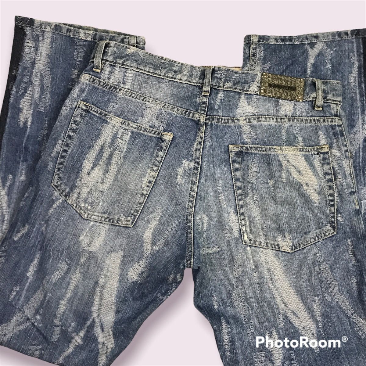 Just Cavalli × Roberto Cavalli Laser Engraved Denim Pants Size US 31 - 2 Thumbnail