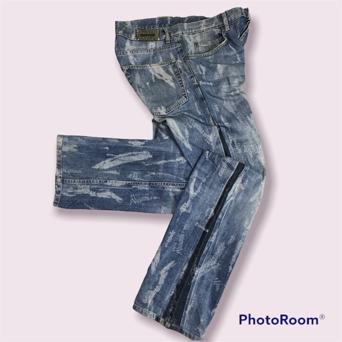 Just Cavalli × Roberto Cavalli Laser Engraved Denim Pants Size US 31 - 1 Thumbnail