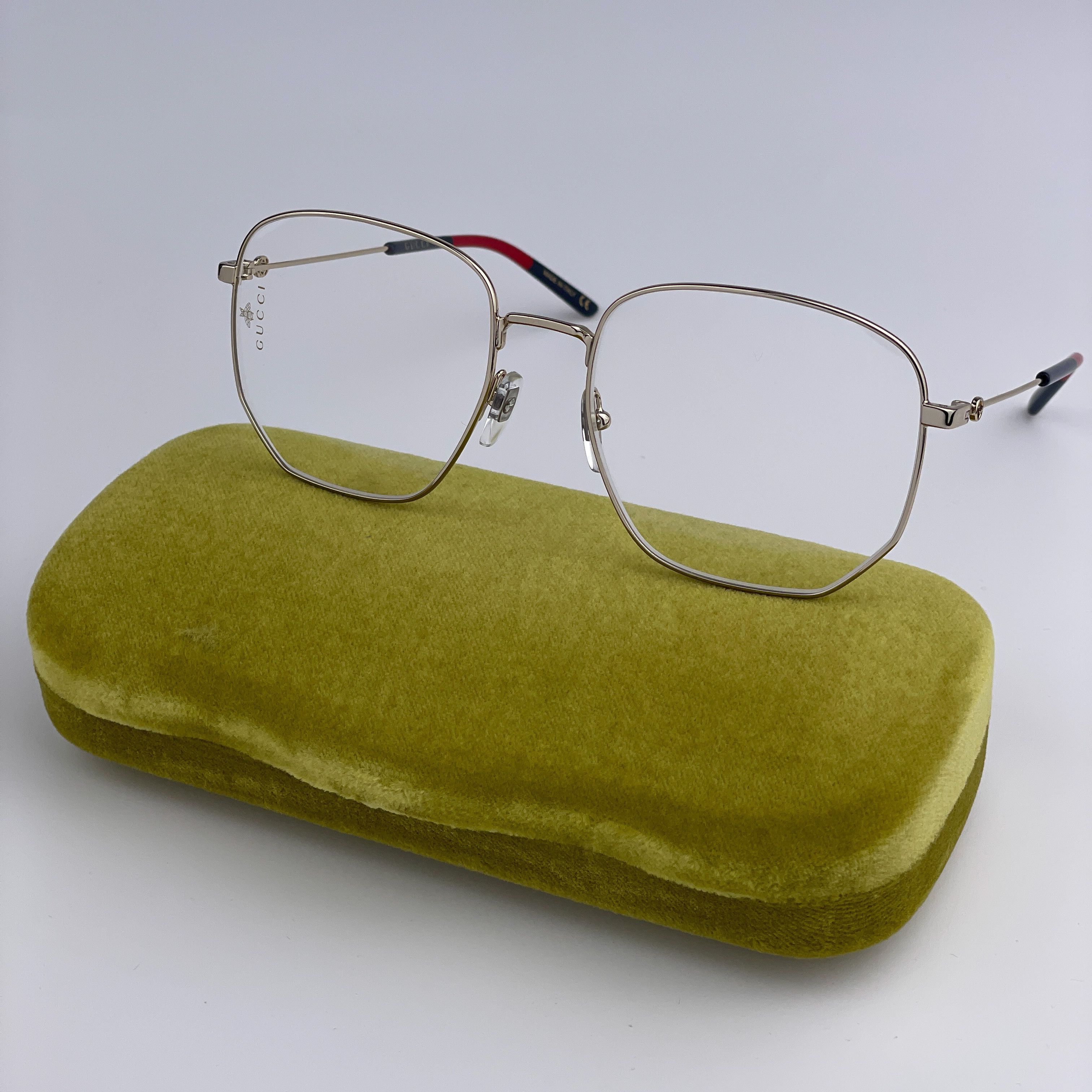 NEW GUCCI GG0396O 003 Gold Metal Aviator Women Eyeglasses