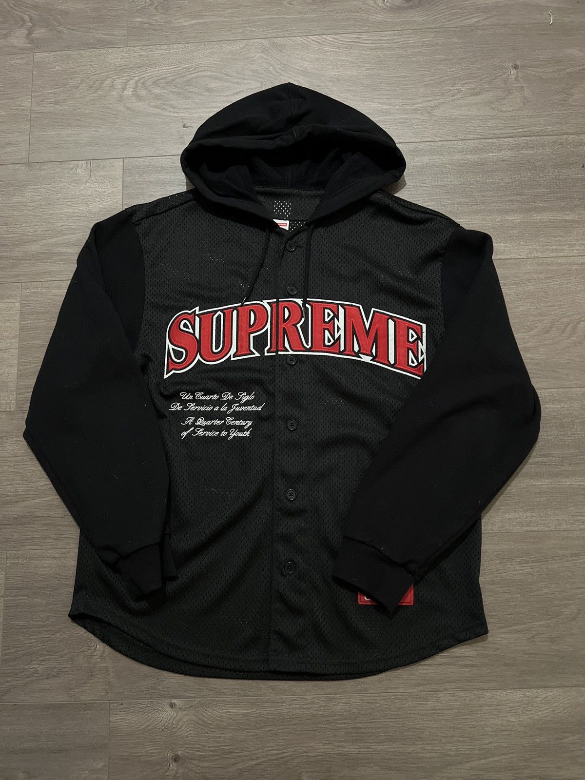 Supreme mesh hooded baseball jersey