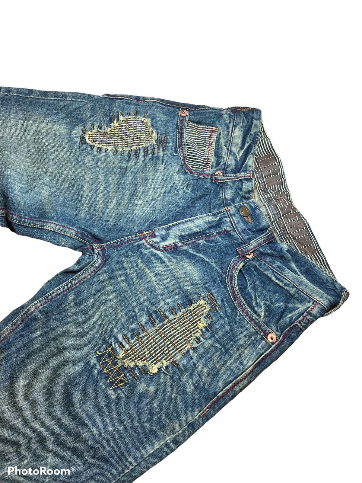 Japanese Brand SPELL OUT PATCHES DENIM BY JACK SERIKA Size US 28 / EU 44 - 4 Thumbnail