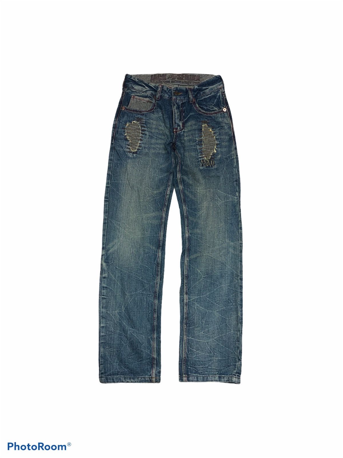 Japanese Brand SPELL OUT PATCHES DENIM BY JACK SERIKA Size US 28 / EU 44 - 2 Thumbnail
