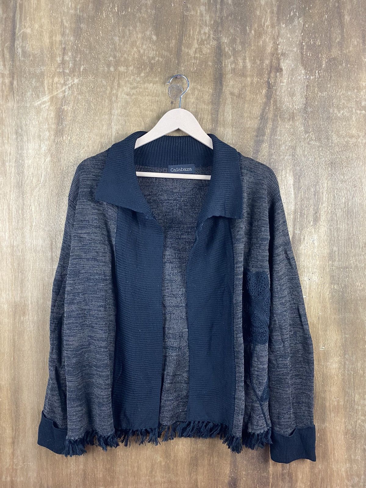 Homespun Knitwear × Vintage Calabaza Art patchwork flower cardigan Japan Knitwear #Z029 Size US M / EU 48-50 / 2 - 1 Thumbnail