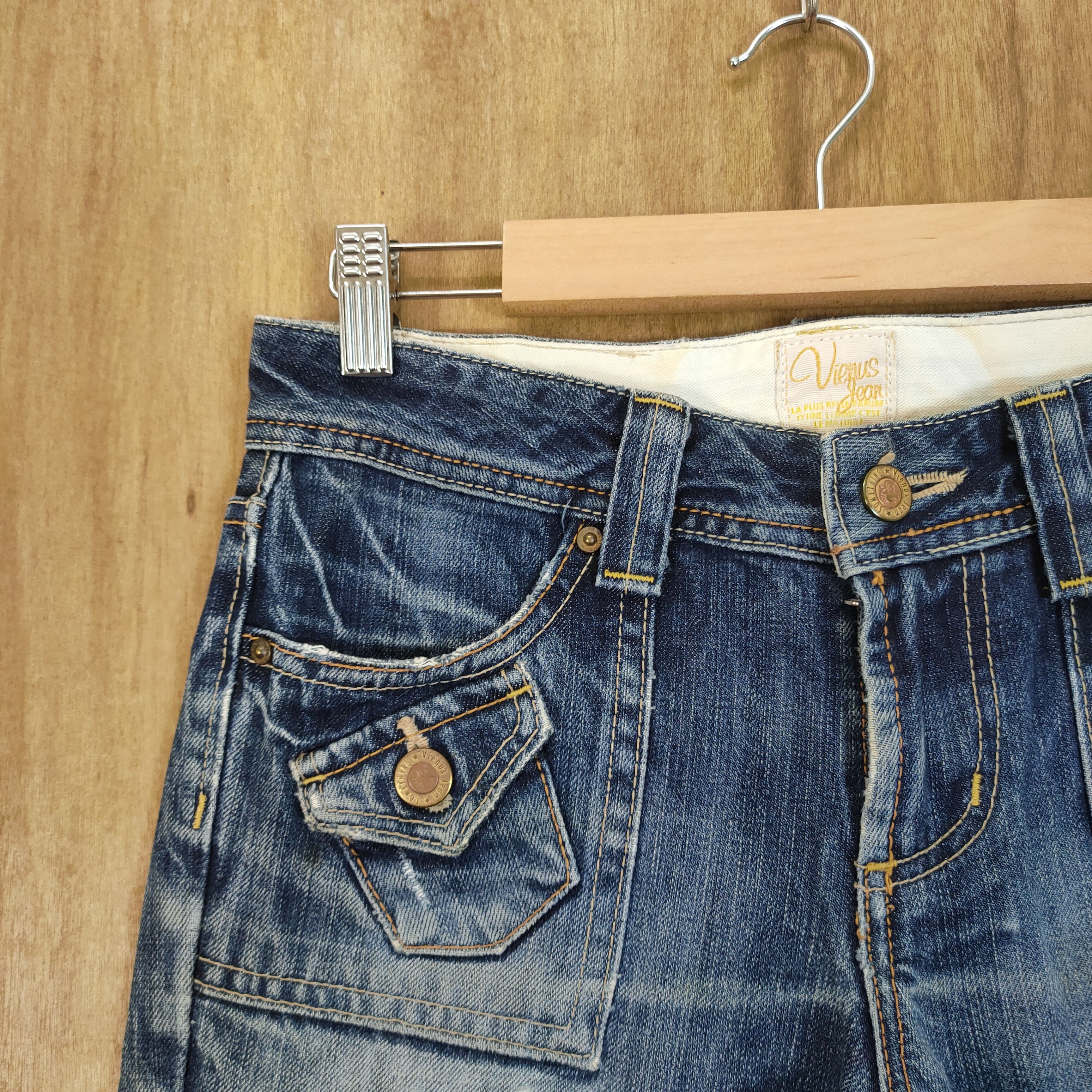 Japanese Brand VINTAGE JAPANESE FLARE DISTRESSED JEAN BUSH PANTS Size US 28 / EU 44 - 4 Thumbnail