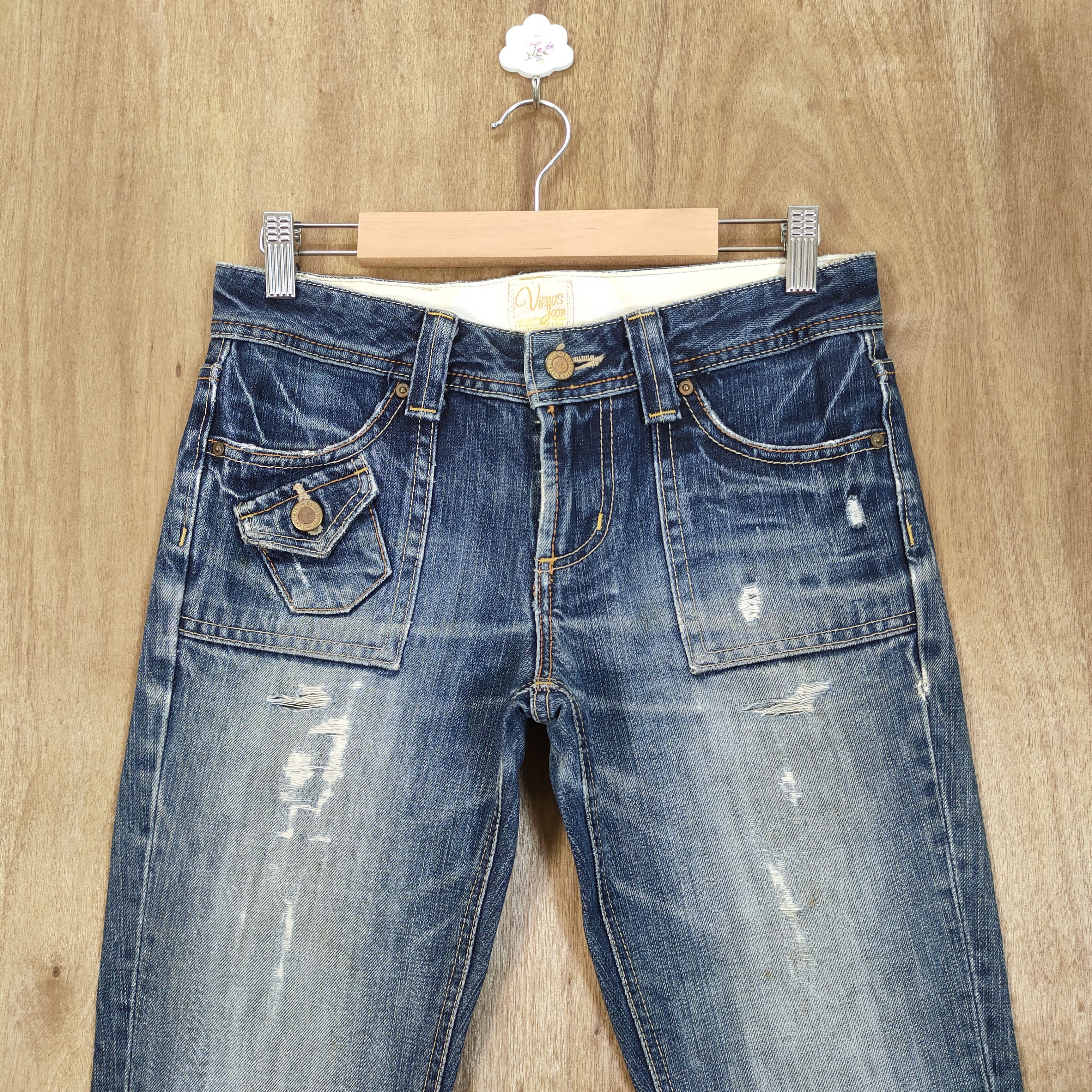 Japanese Brand VINTAGE JAPANESE FLARE DISTRESSED JEAN BUSH PANTS Size US 28 / EU 44 - 2 Thumbnail