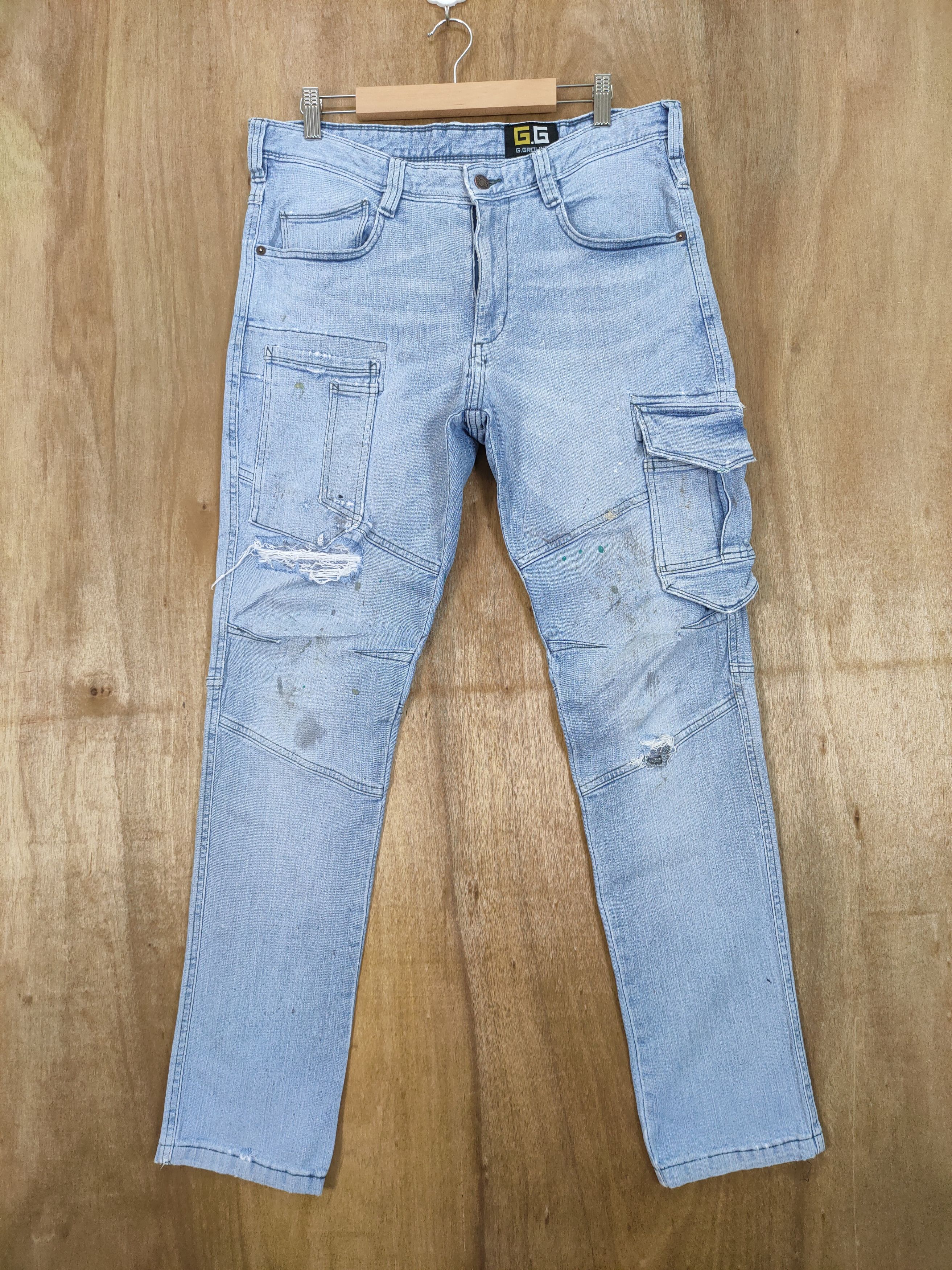 Japanese Brand G GROUND FADED DISTRESSED CARGO PANTS Size US 34 / EU 50 - 1 Thumbnail