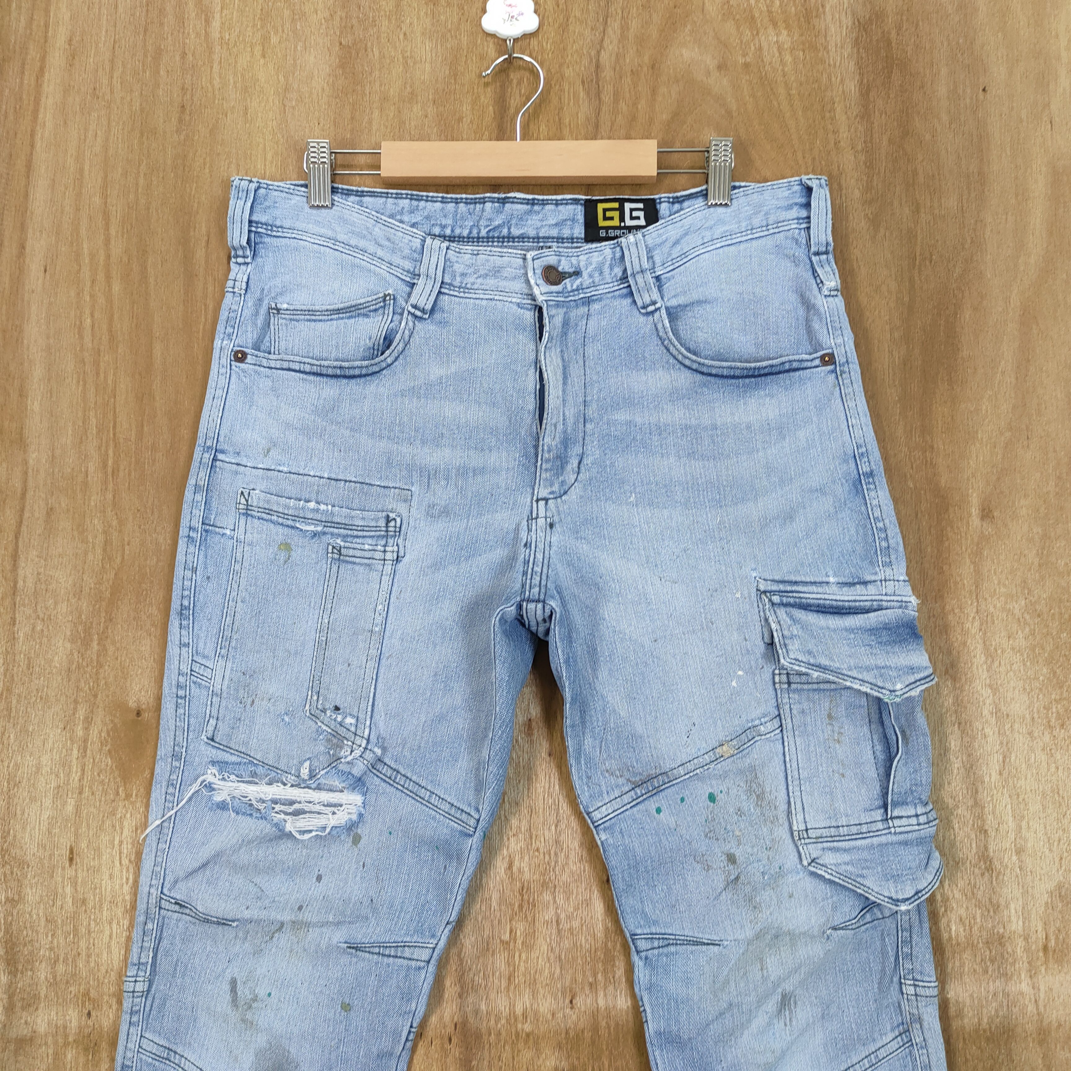 Japanese Brand G GROUND FADED DISTRESSED CARGO PANTS Size US 34 / EU 50 - 2 Thumbnail