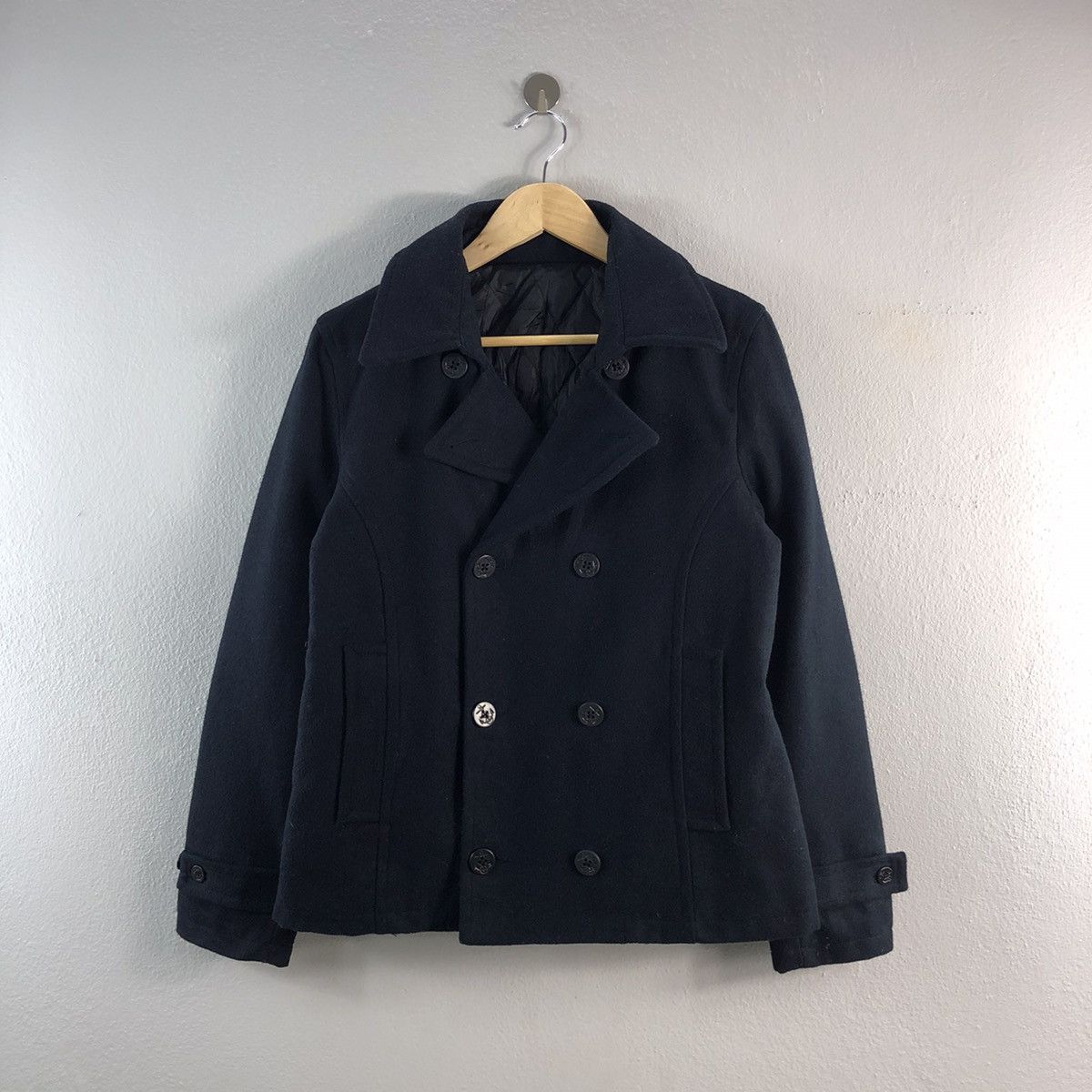 Navy Blue Japan Peacoat Sailor wool Trench Coat Jacket