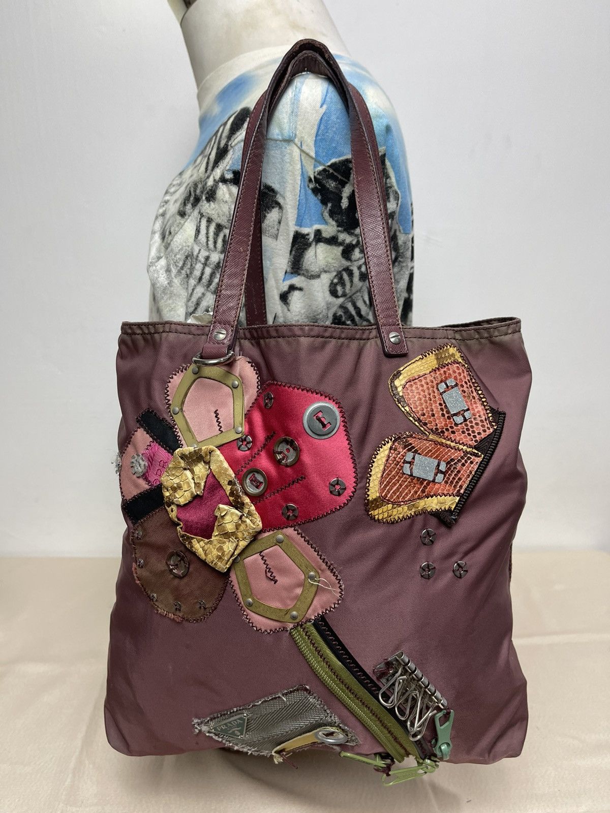 Prada Prada Tessuto nylon flora patchwork mauve color Size ONE SIZE - 4 Thumbnail