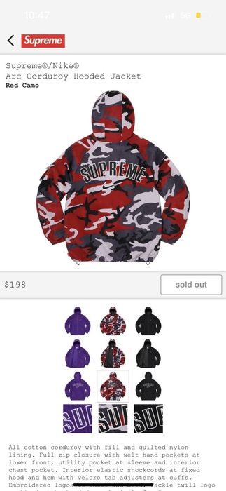 Supreme Supreme Nike Arc Corduroy Hooded Jacket | Grailed