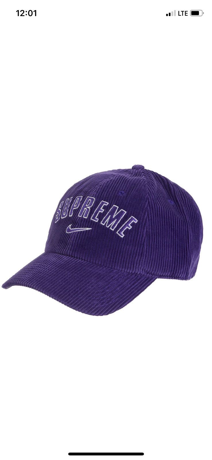 Nike × Supreme Supreme Nike Arc Corduroy 6-panel hat purple