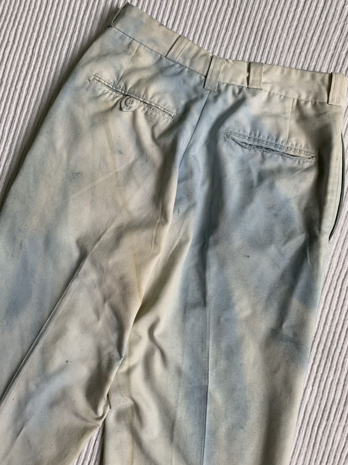 Indigo × Japanese Brand × Vintage Satin Heavy Sun Faded Creased Indigo Cloudy Pants Size US 26 / EU 42 - 15 Thumbnail