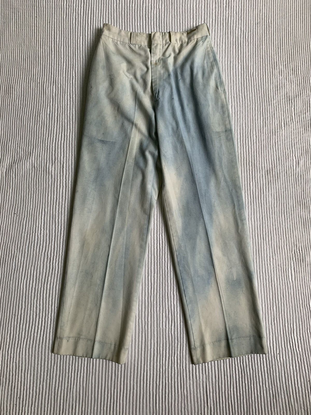 Indigo × Japanese Brand × Vintage Satin Heavy Sun Faded Creased Indigo Cloudy Pants Size US 26 / EU 42 - 1 Thumbnail