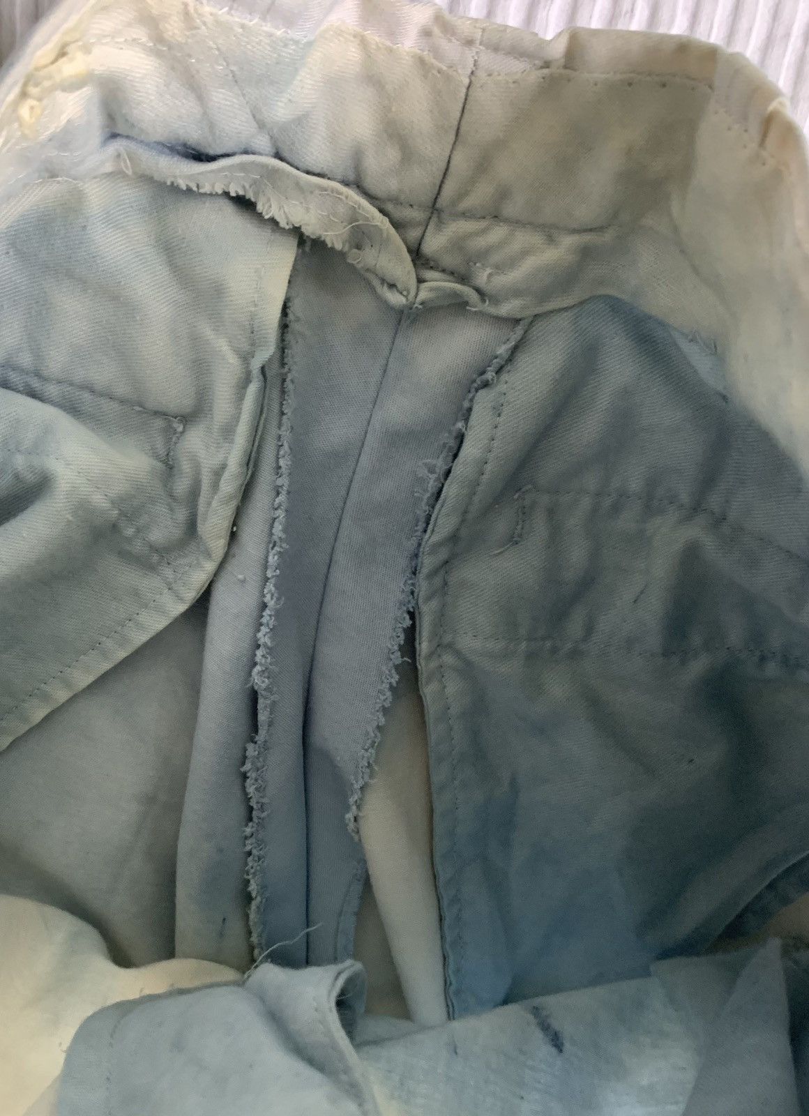 Indigo × Japanese Brand × Vintage Satin Heavy Sun Faded Creased Indigo Cloudy Pants Size US 26 / EU 42 - 12 Thumbnail